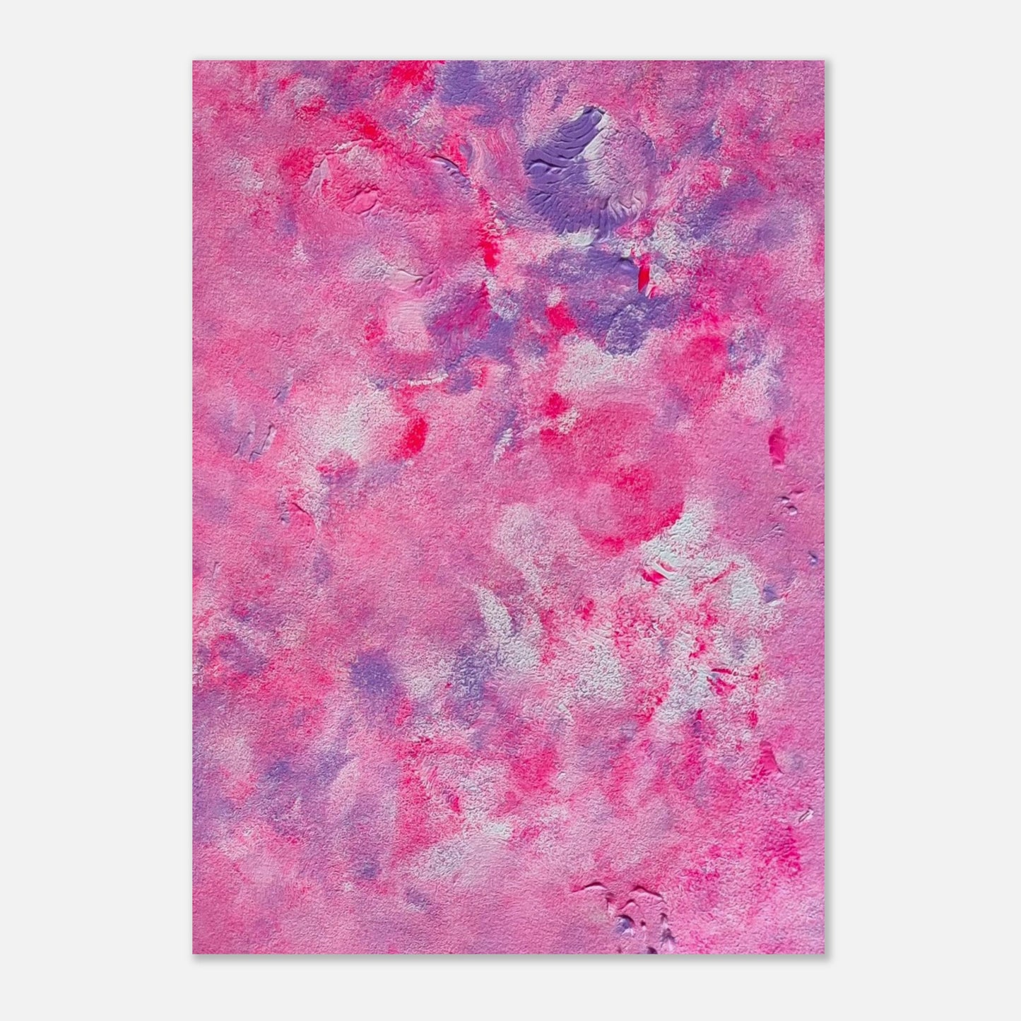 pink and purple, Feel good one-of-a-kind colorful abstract art poster created from an original painting by up-and-coming scandinavian artist Jeanette Haga as decor in a modern home