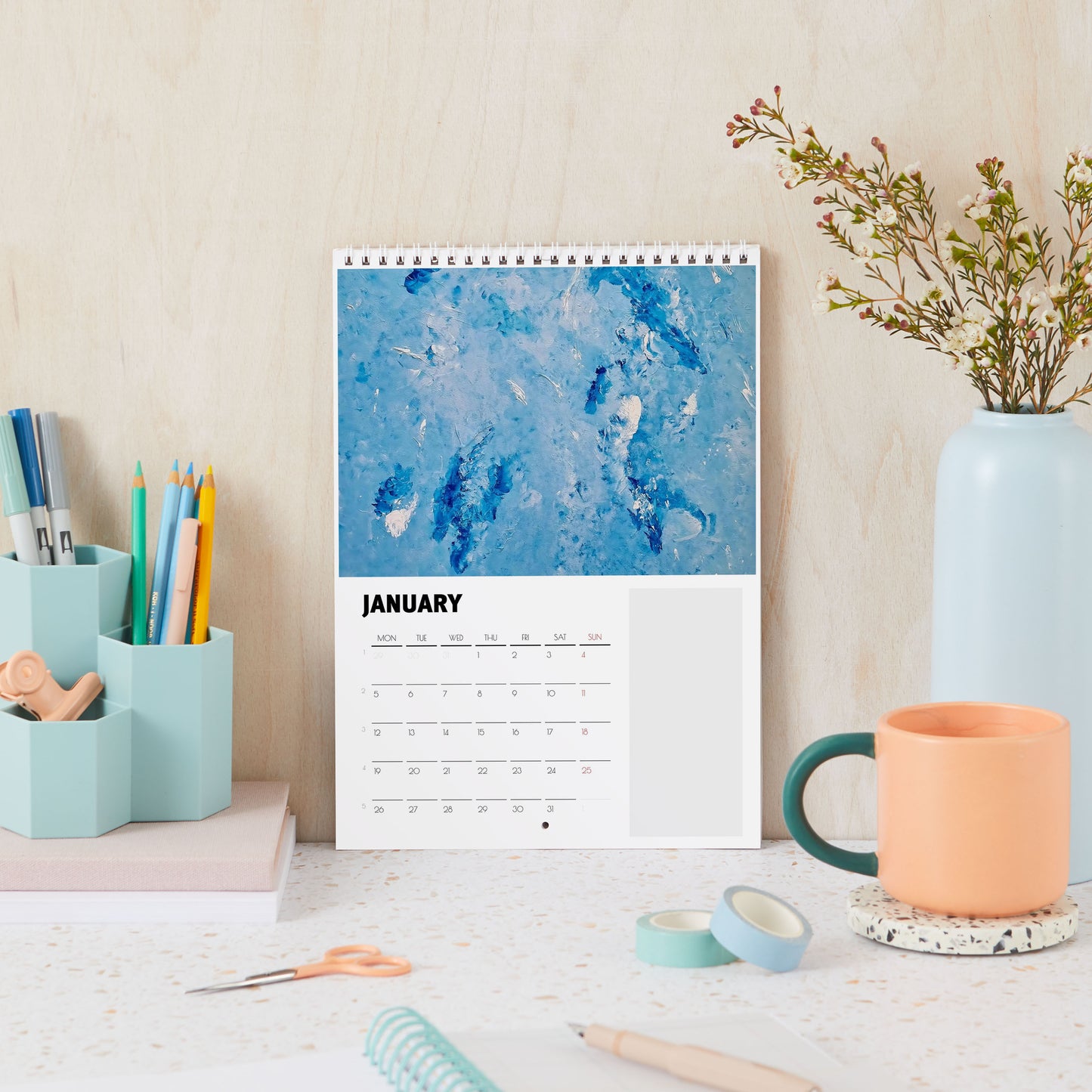 Abstract art wall calendars 2026 A3