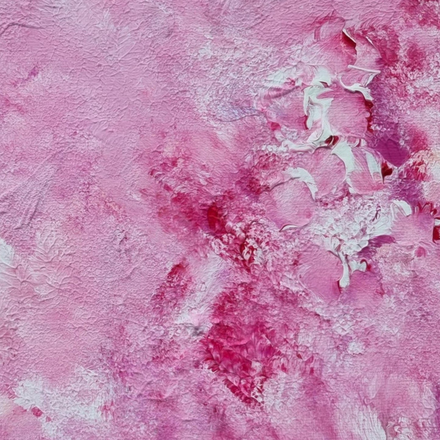 Close up of a Bright red and white one-of-a-kind original acrylic feel-good Scandinavian art painted by up-and-coming artist Jeanette Haga