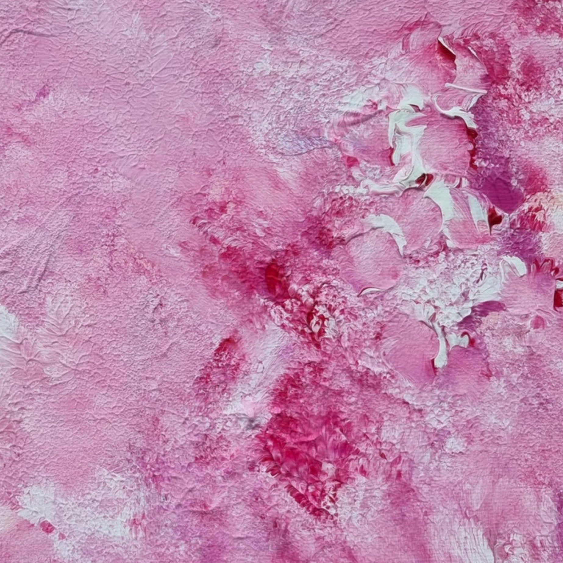 Close up of a Bright red and white one-of-a-kind original acrylic feel-good Scandinavian art painted by up-and-coming artist Jeanette Haga