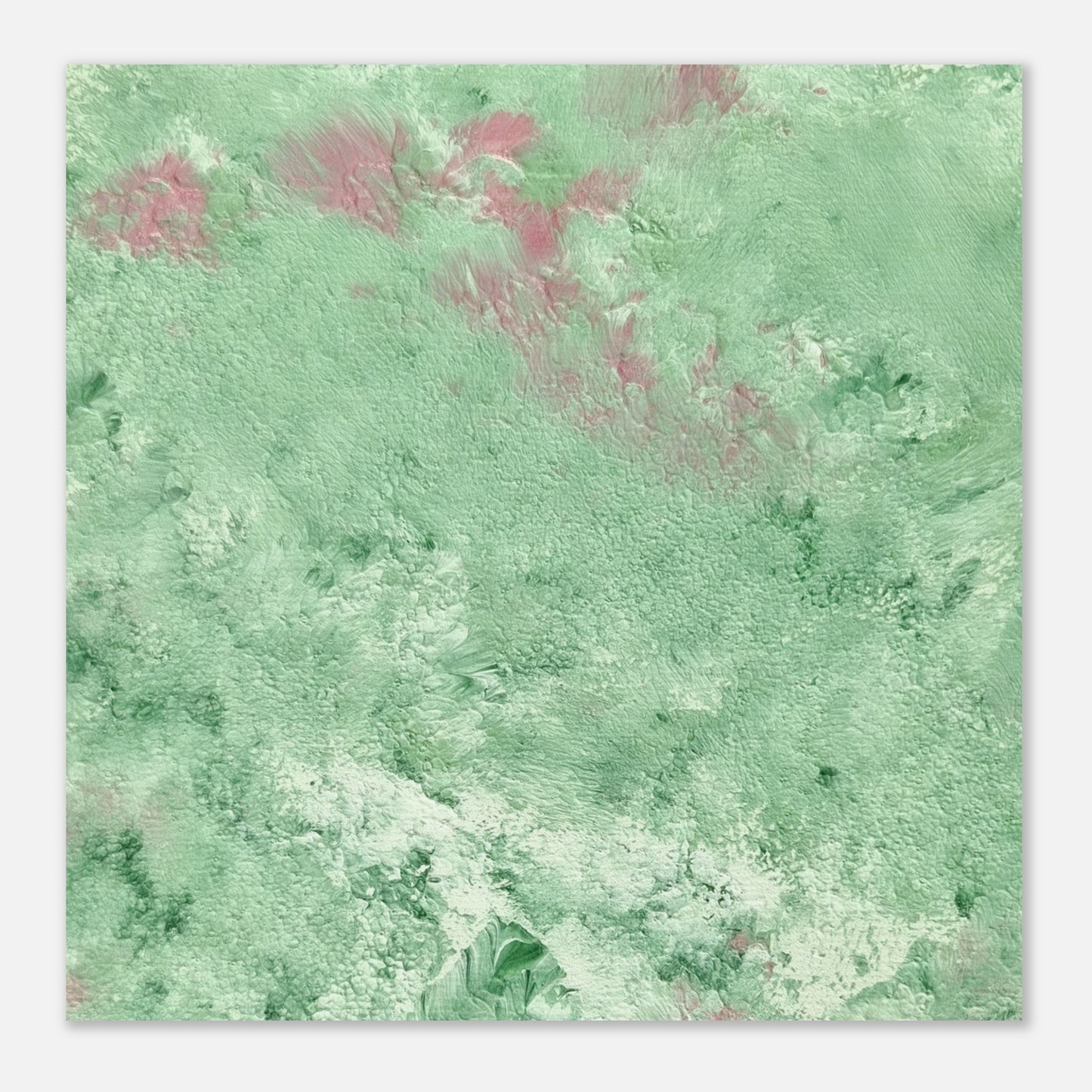 green abstract colorful with happy colors art poster based on an original acrylic one of a kind painting for home decor on wall hanging vertically on a grey wall