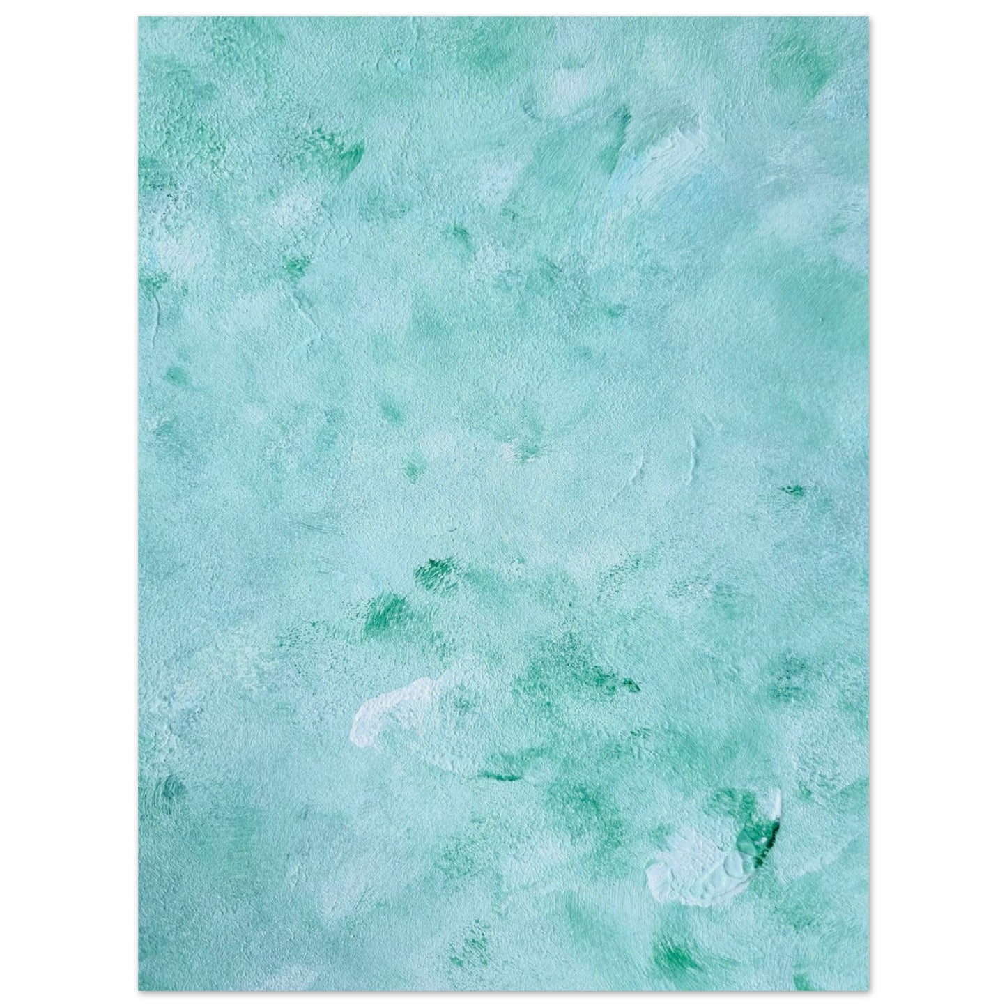 mint, green Feel good one of one-of-a-kind colorful art poster based on original abstract art created by up-and-coming artist Scandinavian Jeanette Haga as decor for modern home on a white wall
