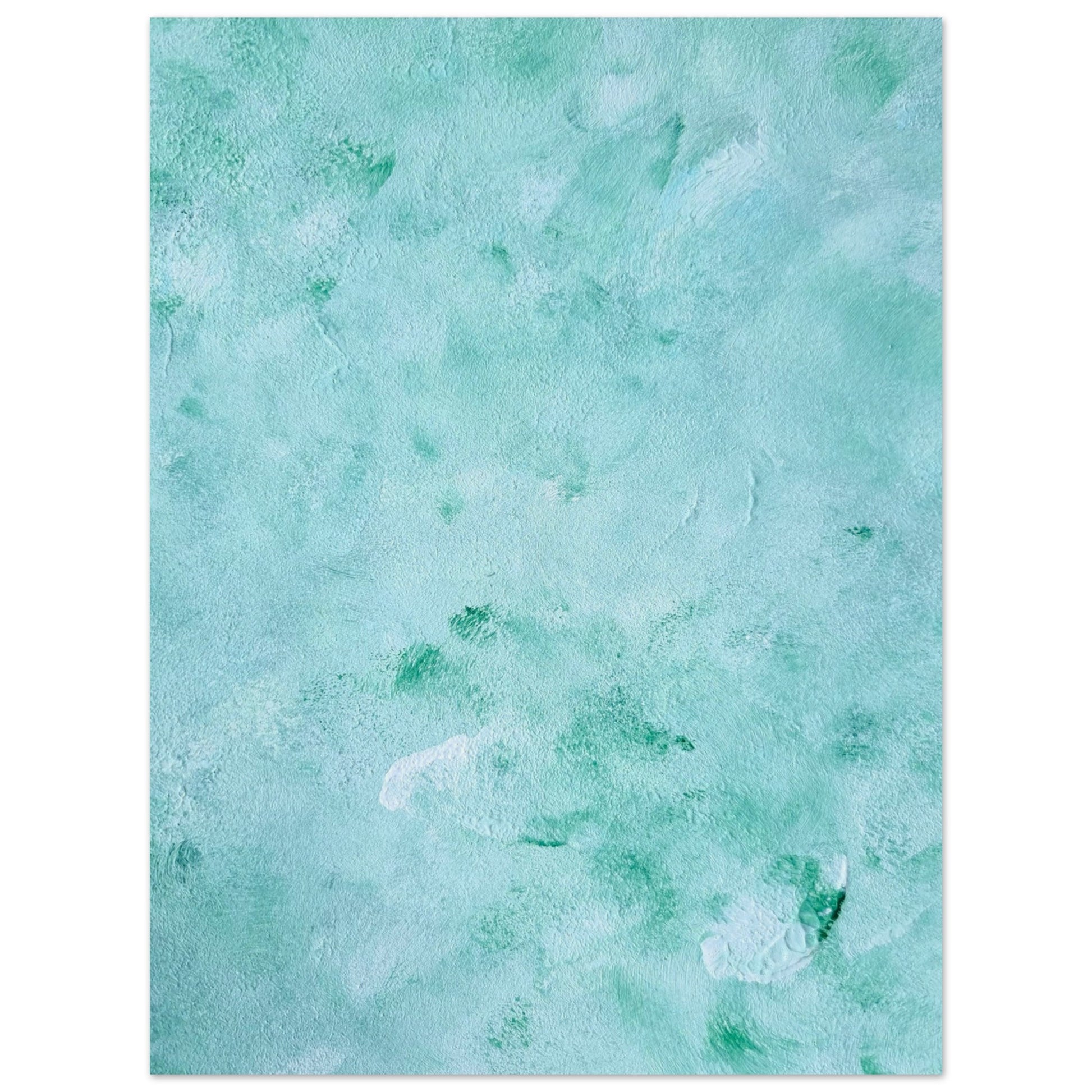 mint, green Feel good one of one-of-a-kind colorful art poster based on original abstract art created by up-and-coming artist Scandinavian Jeanette Haga as decor for modern home on a white wall