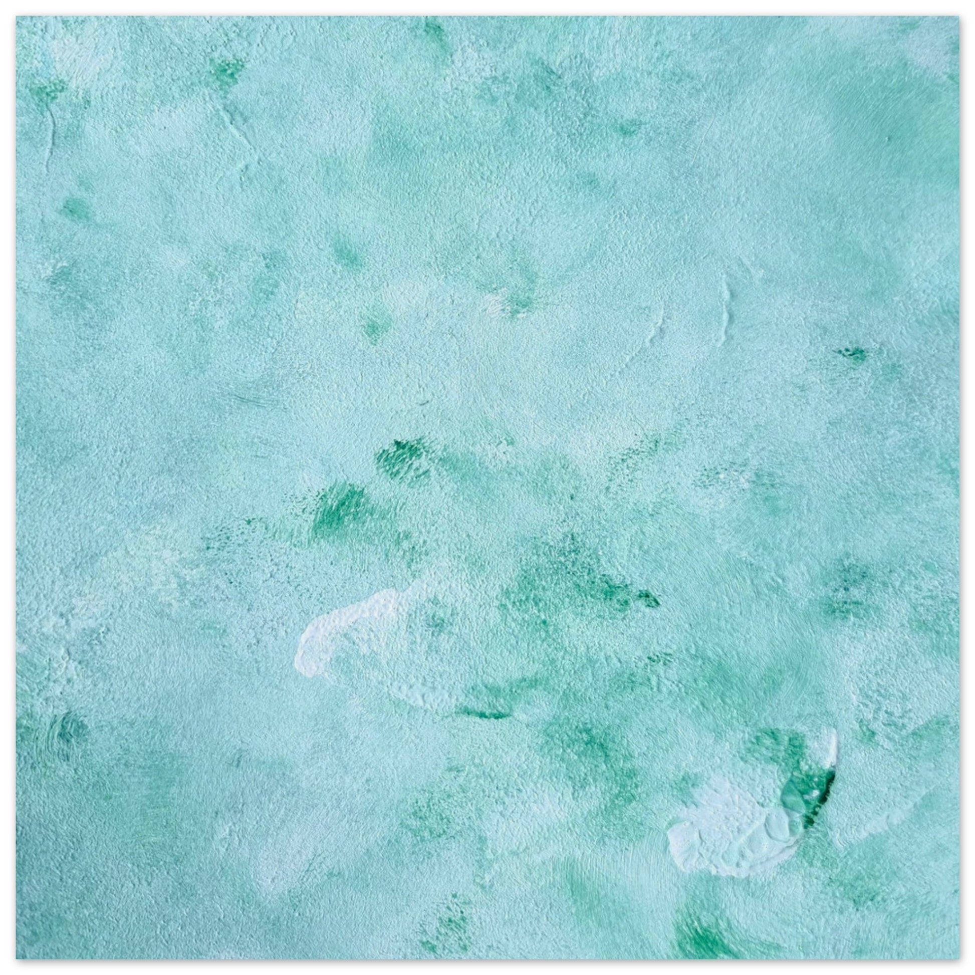 mint, green Feel good one of one-of-a-kind colorful art poster based on original abstract art created by up-and-coming artist Scandinavian Jeanette Haga as decor for modern home on a white wall