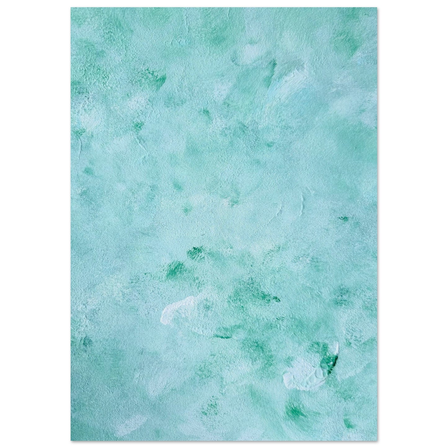 mint, green Feel good one of one-of-a-kind colorful art poster based on original abstract art created by up-and-coming artist Scandinavian Jeanette Haga as decor for modern home on a white wall