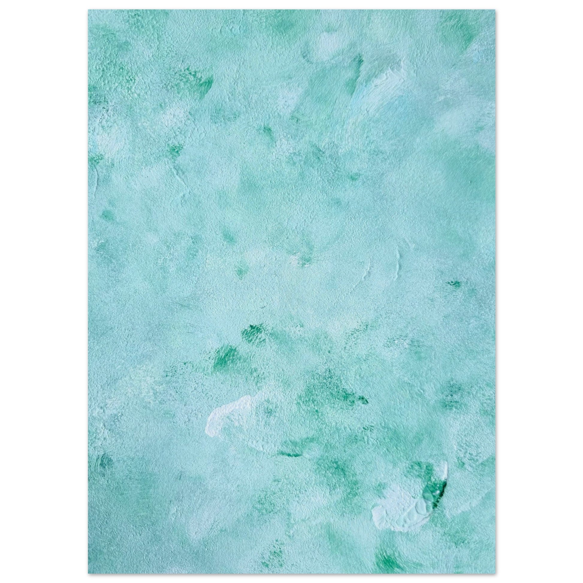 mint, green Feel good one of one-of-a-kind colorful art poster based on original abstract art created by up-and-coming artist Scandinavian Jeanette Haga as decor for modern home on a white wall
