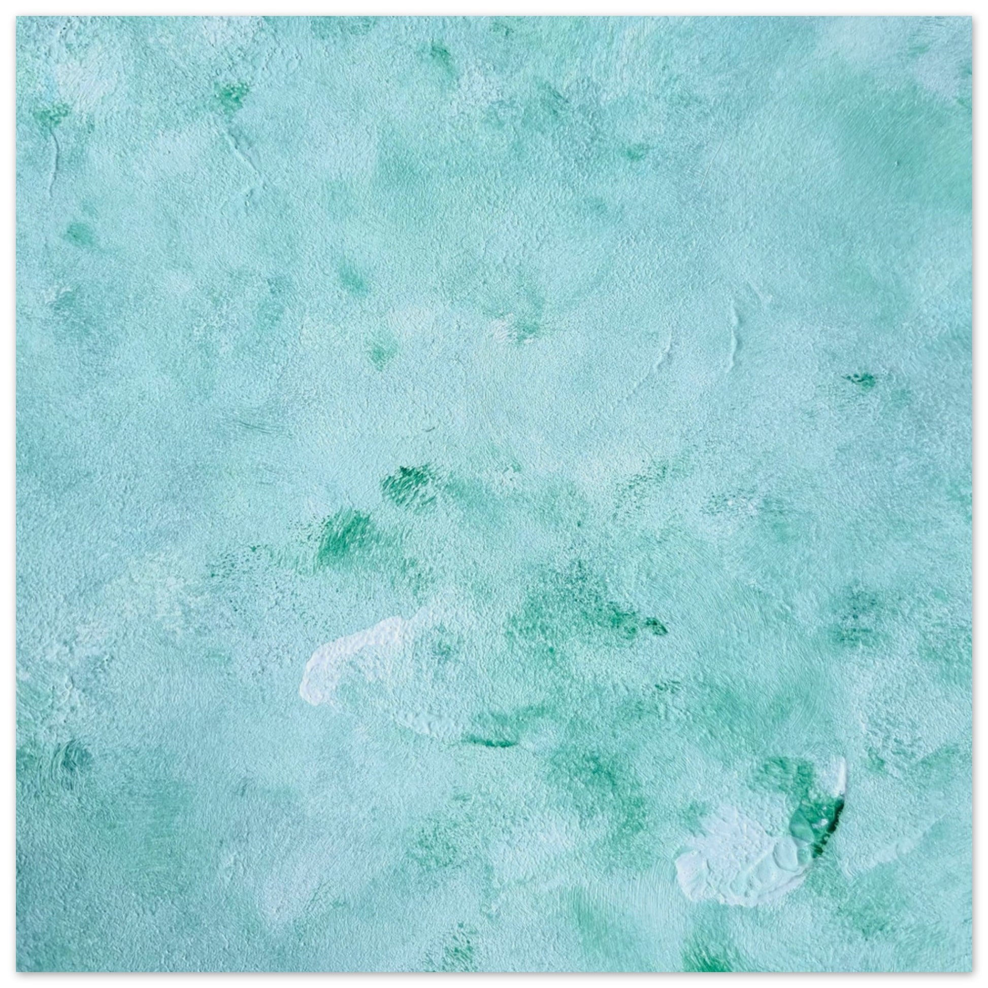 mint, green Feel good one of one-of-a-kind colorful art poster based on original abstract art created by up-and-coming artist Scandinavian Jeanette Haga as decor for modern home on a white wall