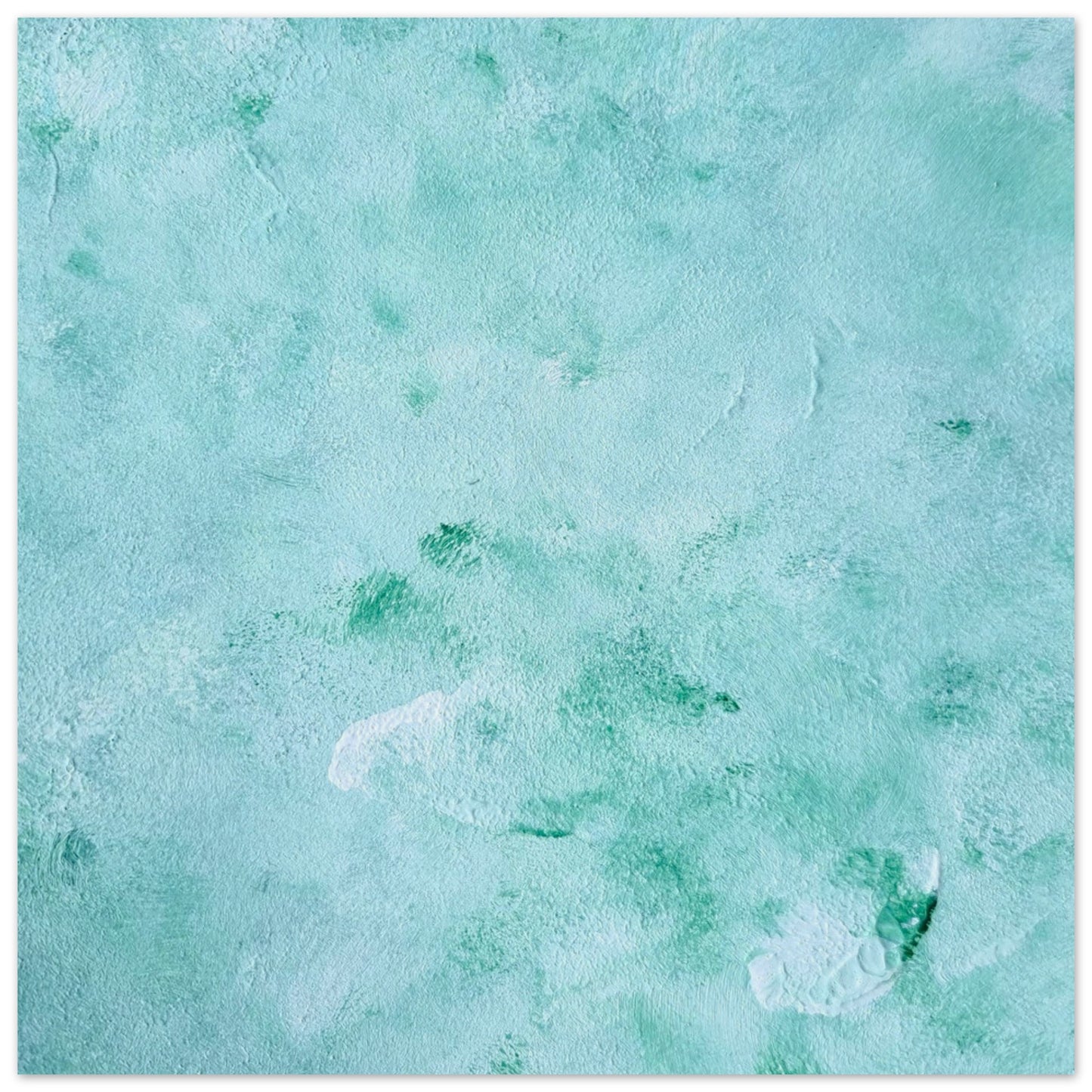 mint, green Feel good one of one-of-a-kind colorful art poster based on original abstract art created by up-and-coming artist Scandinavian Jeanette Haga as decor for modern home on a white wall