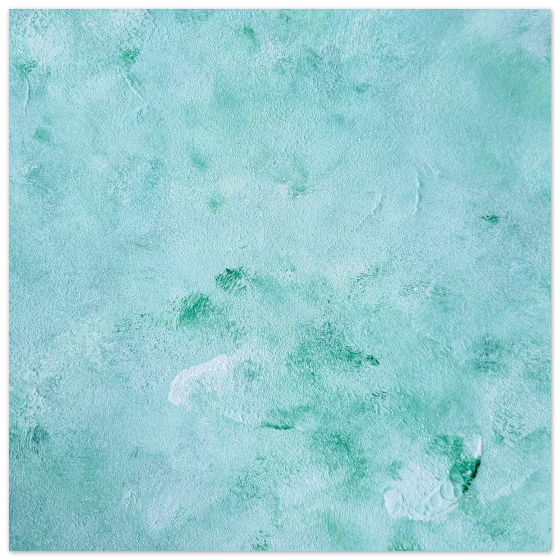 mint, green Feel good one of one-of-a-kind colorful art poster based on original abstract art created by up-and-coming artist Scandinavian Jeanette Haga as decor for modern home on a white wall