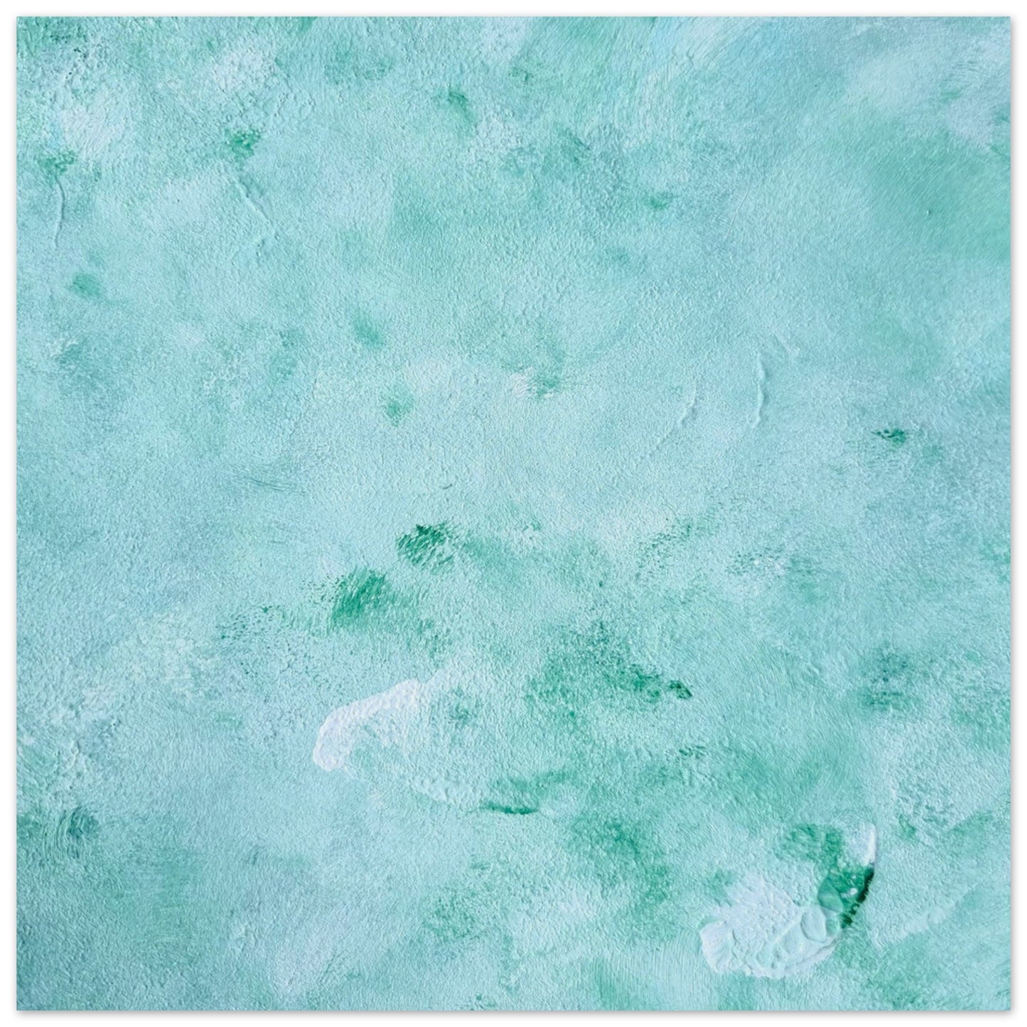 mint, green Feel good one of one-of-a-kind colorful art poster based on original abstract art created by up-and-coming artist Scandinavian Jeanette Haga as decor for modern home on a white wall