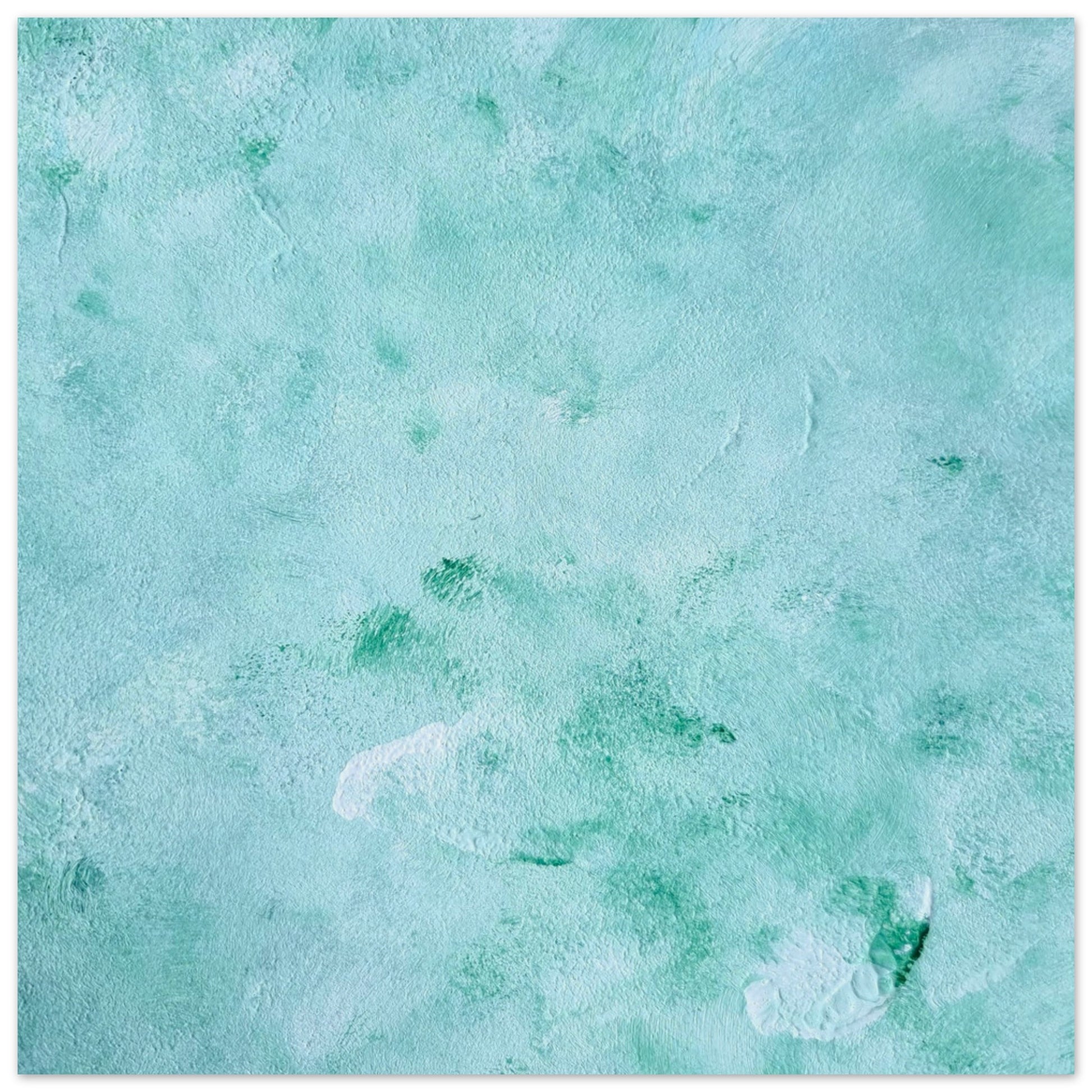 mint, green Feel good one of one-of-a-kind colorful art poster based on original abstract art created by up-and-coming artist Scandinavian Jeanette Haga as decor for modern home on a white wall