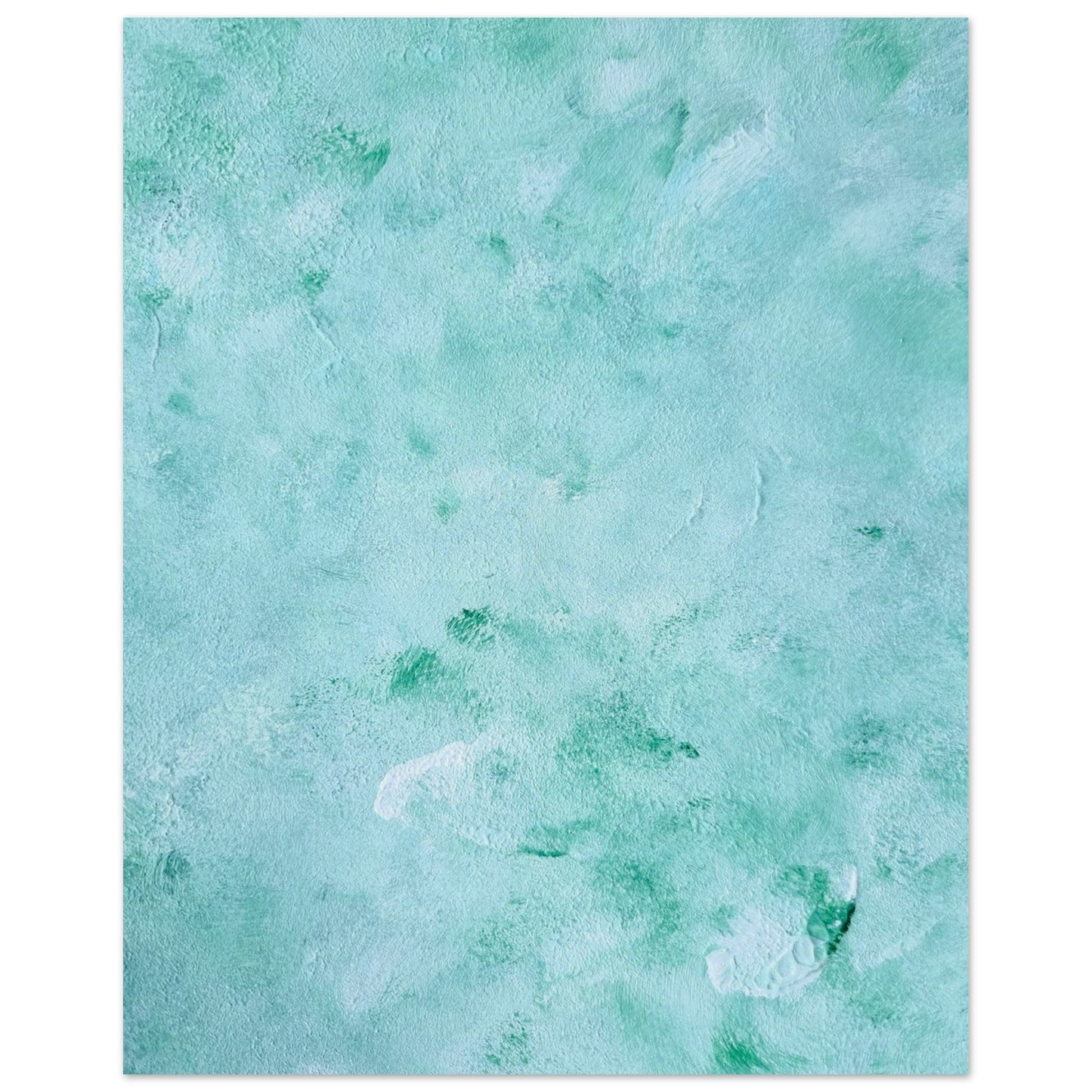 mint, green Feel good one of one-of-a-kind colorful art poster based on original abstract art created by up-and-coming artist Scandinavian Jeanette Haga as decor for modern home on a white wall