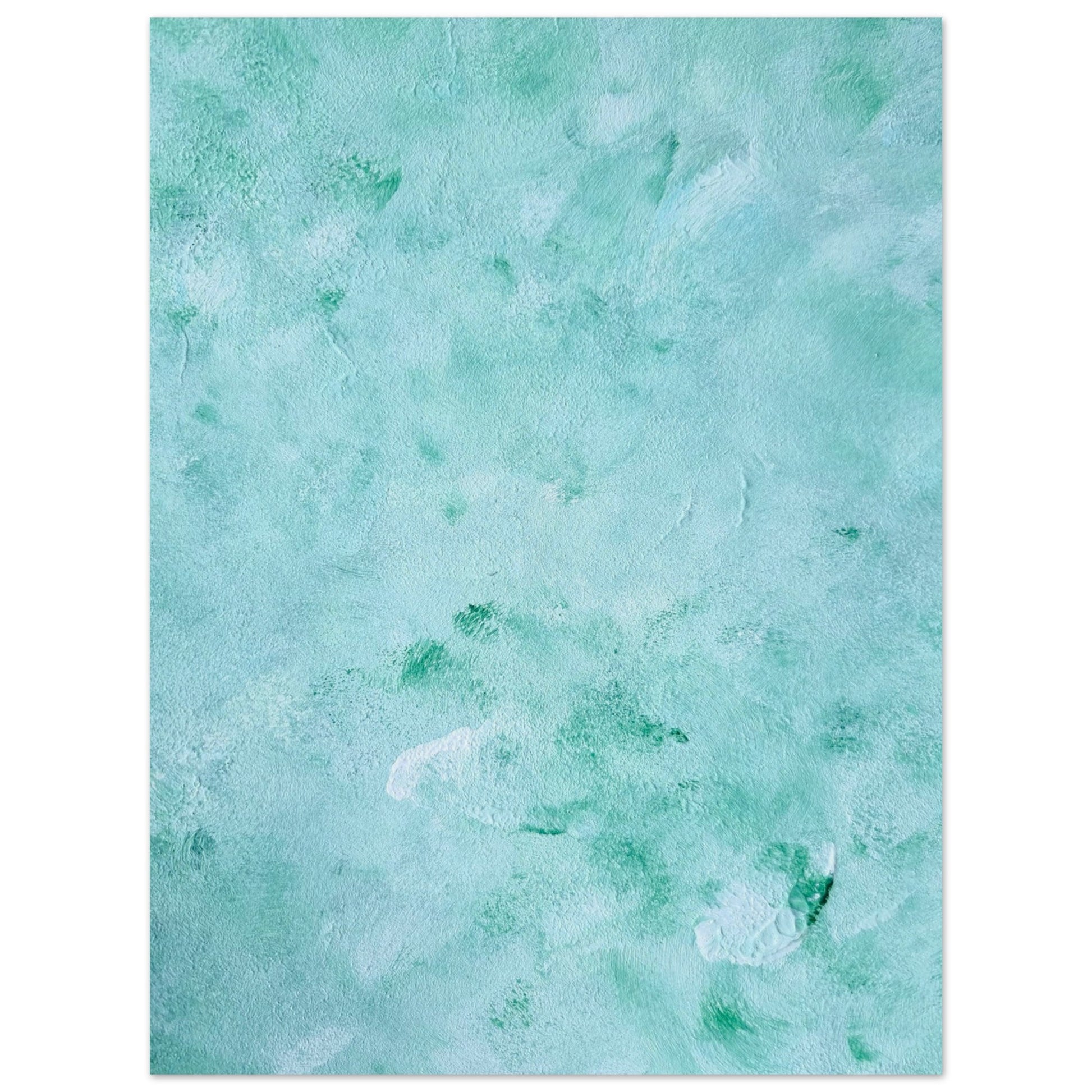 mint, green Feel good one of one-of-a-kind colorful art poster based on original abstract art created by up-and-coming artist Scandinavian Jeanette Haga as decor for modern home on a white wall