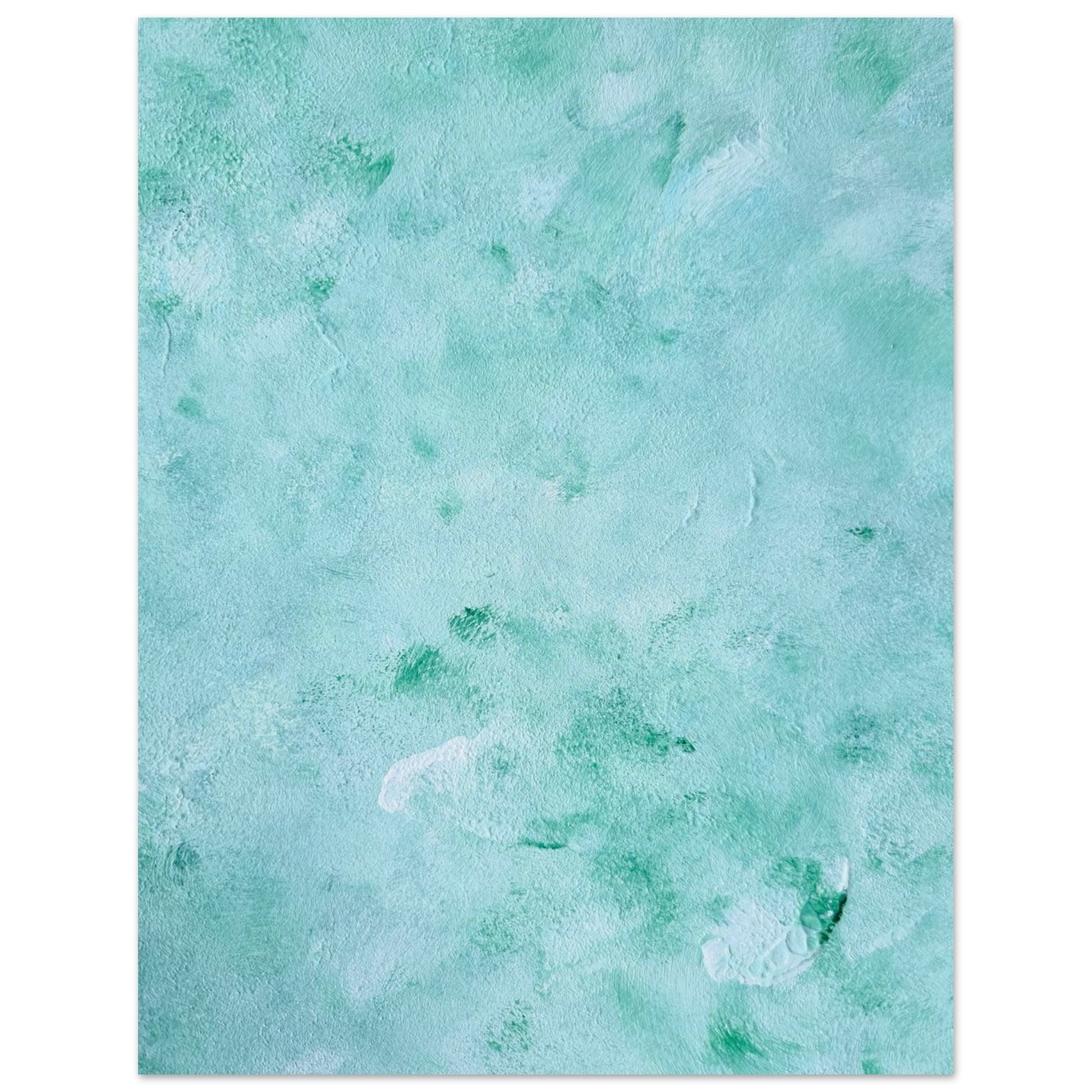 mint, green Feel good one of one-of-a-kind colorful art poster based on original abstract art created by up-and-coming artist Scandinavian Jeanette Haga as decor for modern home on a white wall