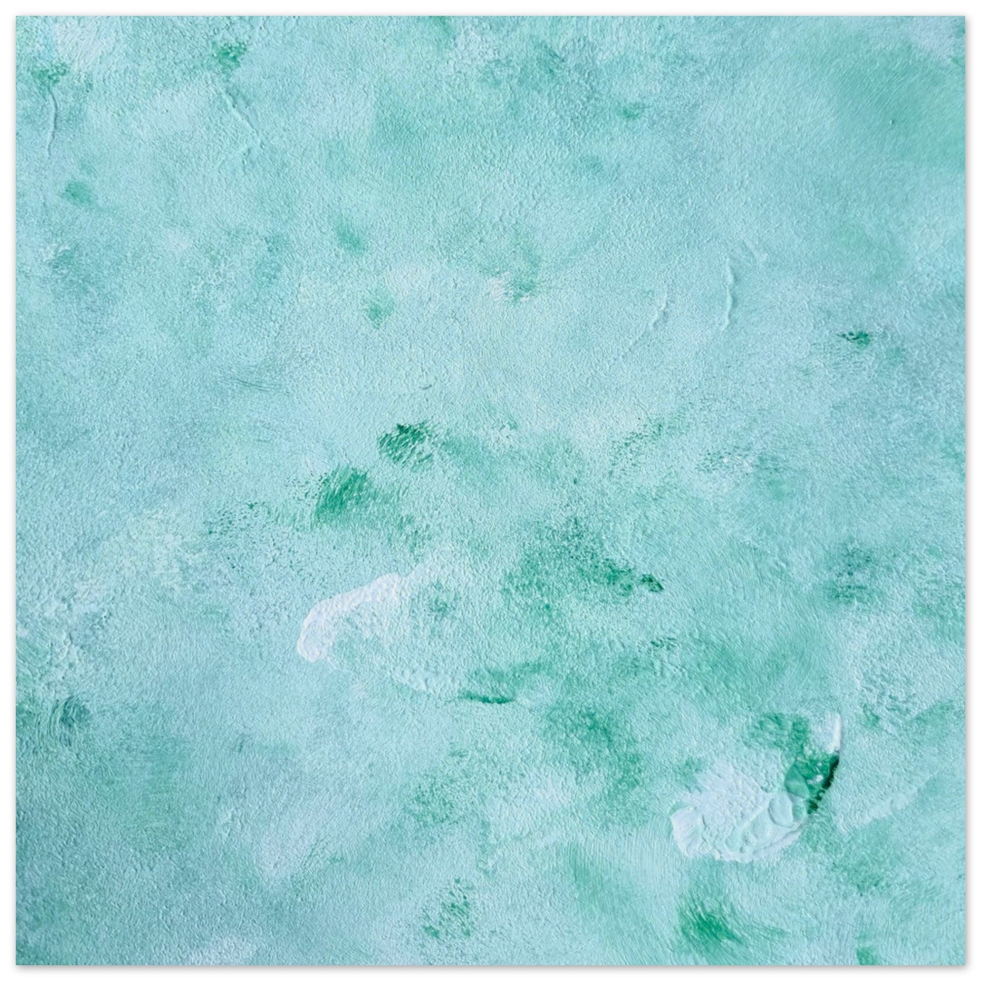 mint, green Feel good one of one-of-a-kind colorful art poster based on original abstract art created by up-and-coming artist Scandinavian Jeanette Haga as decor for modern home on a white wall