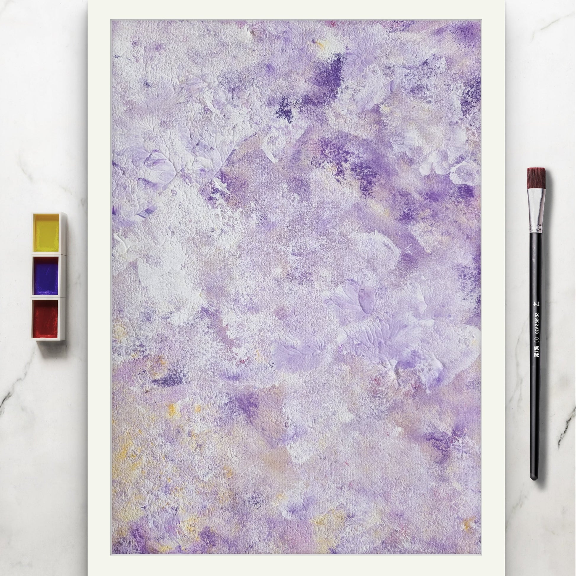 purple and yellow abstract, Feel good one of one-of-a-kind colorful original abstract art created by up-and-coming Scandinavian artist Jeanette Haga as decor for modern homes
