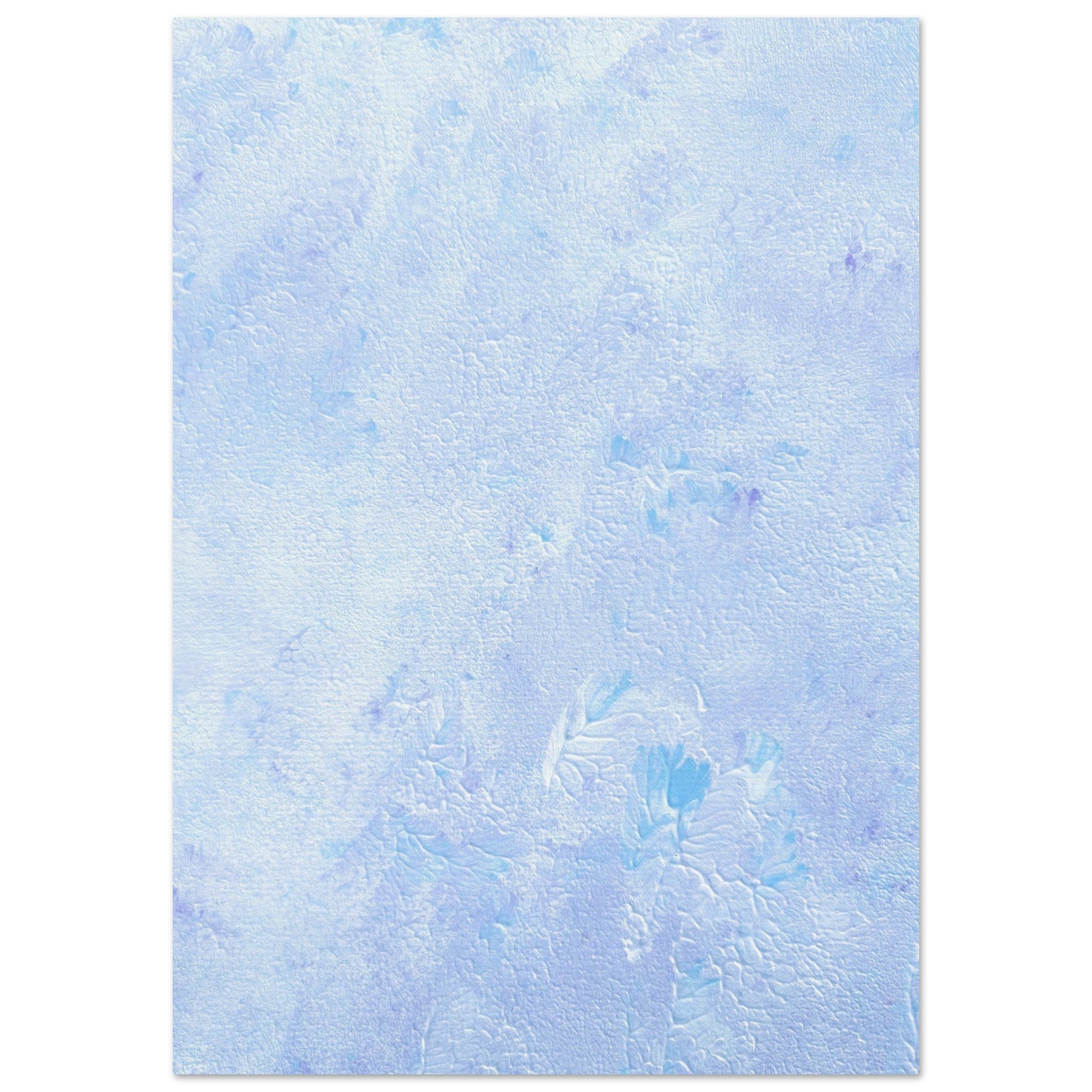 Pastel blue, Feel good one-of-a-kind colorful abstract art poster created from an original painting by up-and-coming scandinavian artist Jeanette Haga as decor hanging vertically on a white wall