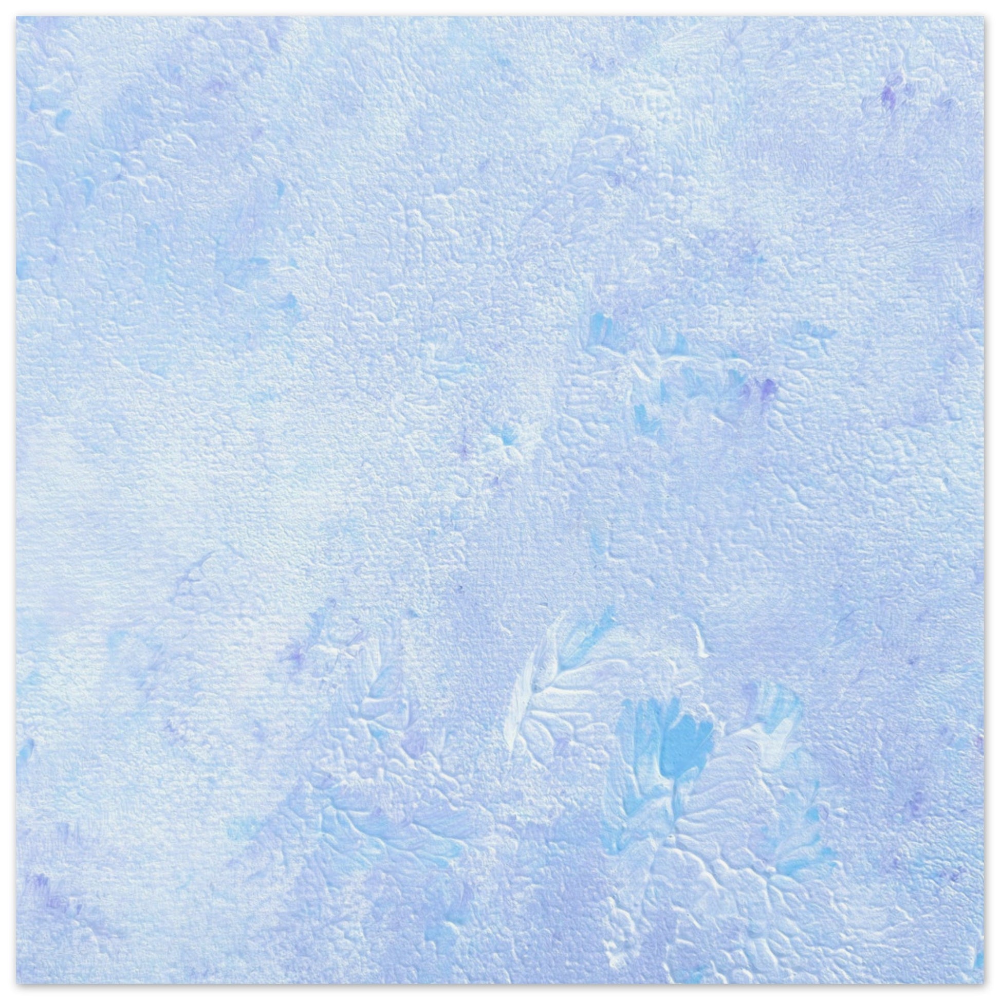 Pastel blue, Feel good one-of-a-kind colorful abstract art poster created from an original painting by up-and-coming scandinavian artist Jeanette Haga as decor hanging vertically on a white wall