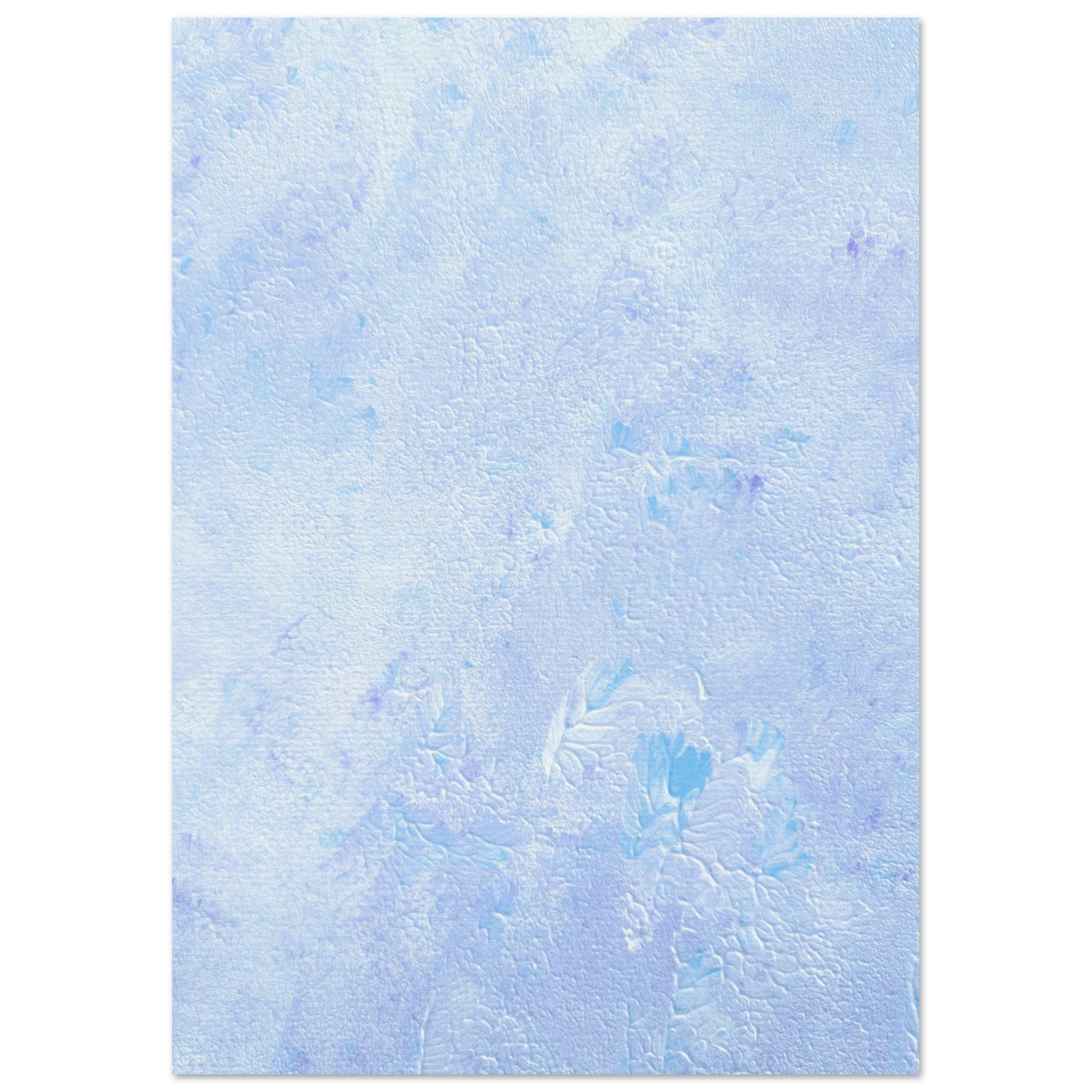 Pastel blue, Feel good one-of-a-kind colorful abstract art poster created from an original painting by up-and-coming scandinavian artist Jeanette Haga as decor hanging vertically on a white wall