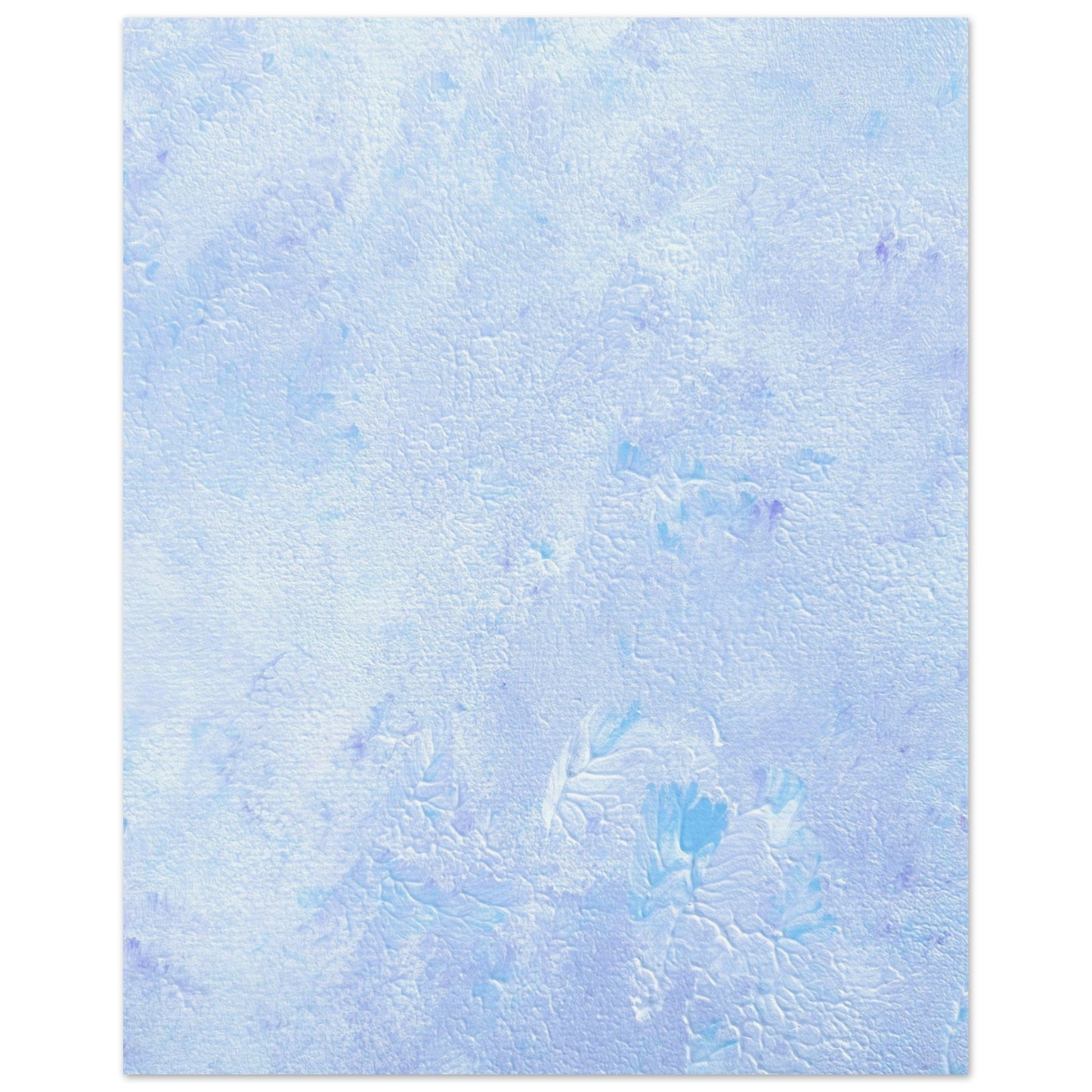 Pastel blue, Feel good one-of-a-kind colorful abstract art poster created from an original painting by up-and-coming scandinavian artist Jeanette Haga as decor hanging vertically on a white wall