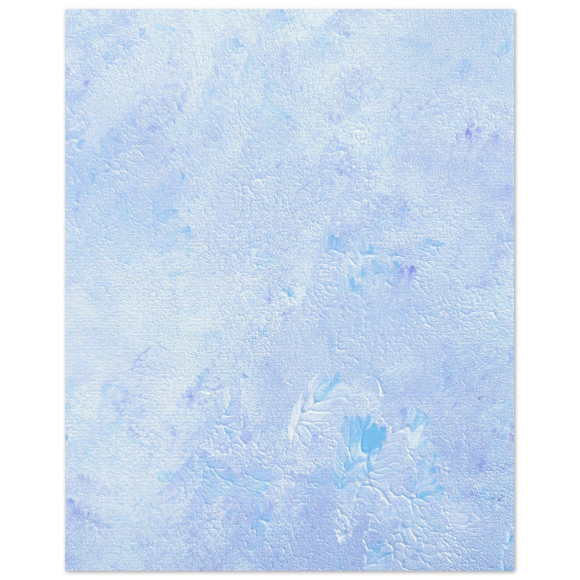Pastel blue, Feel good one-of-a-kind colorful abstract art poster created from an original painting by up-and-coming scandinavian artist Jeanette Haga as decor hanging vertically on a white wall
