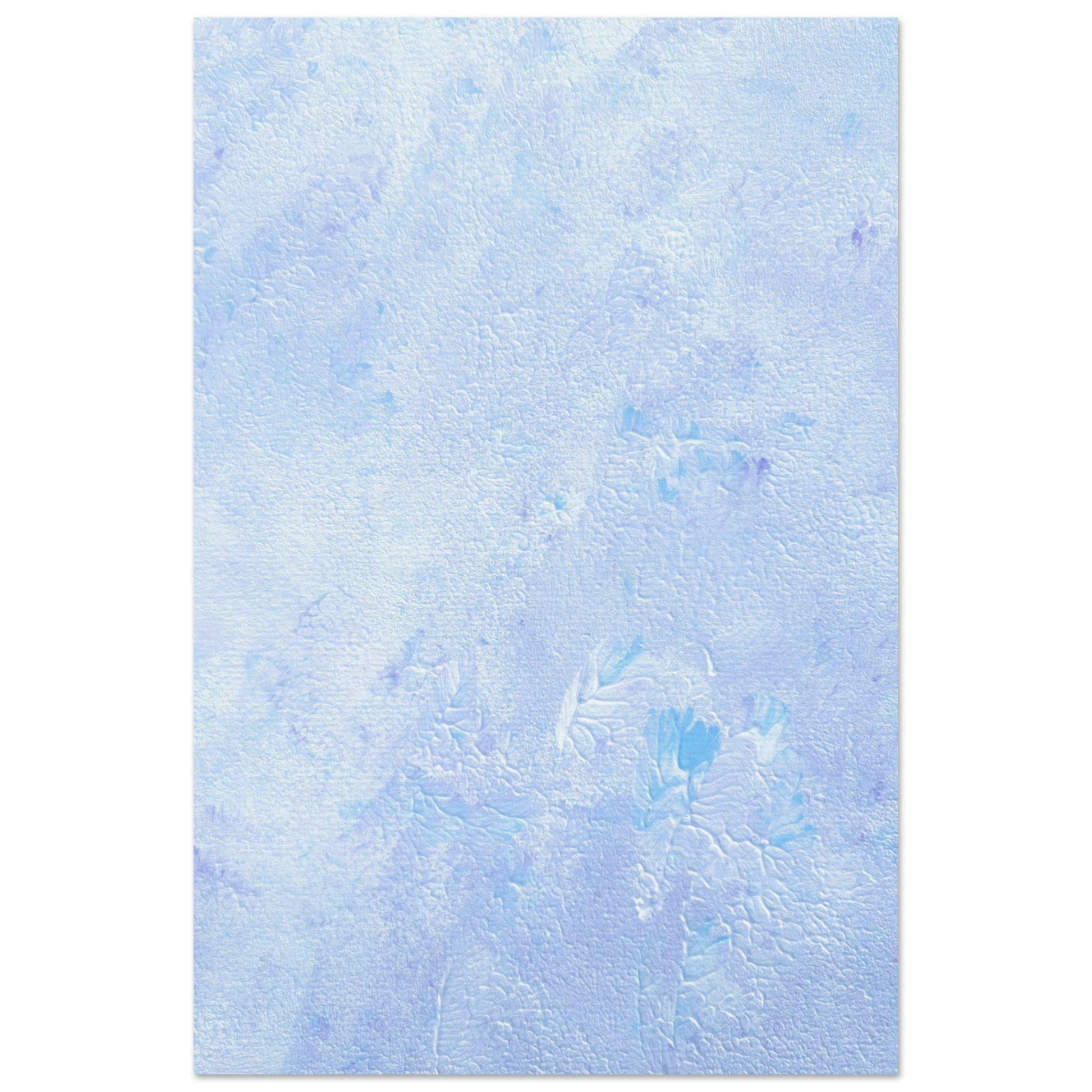 Pastel blue, Feel good one-of-a-kind colorful abstract art poster created from an original painting by up-and-coming scandinavian artist Jeanette Haga as decor hanging vertically on a white wall