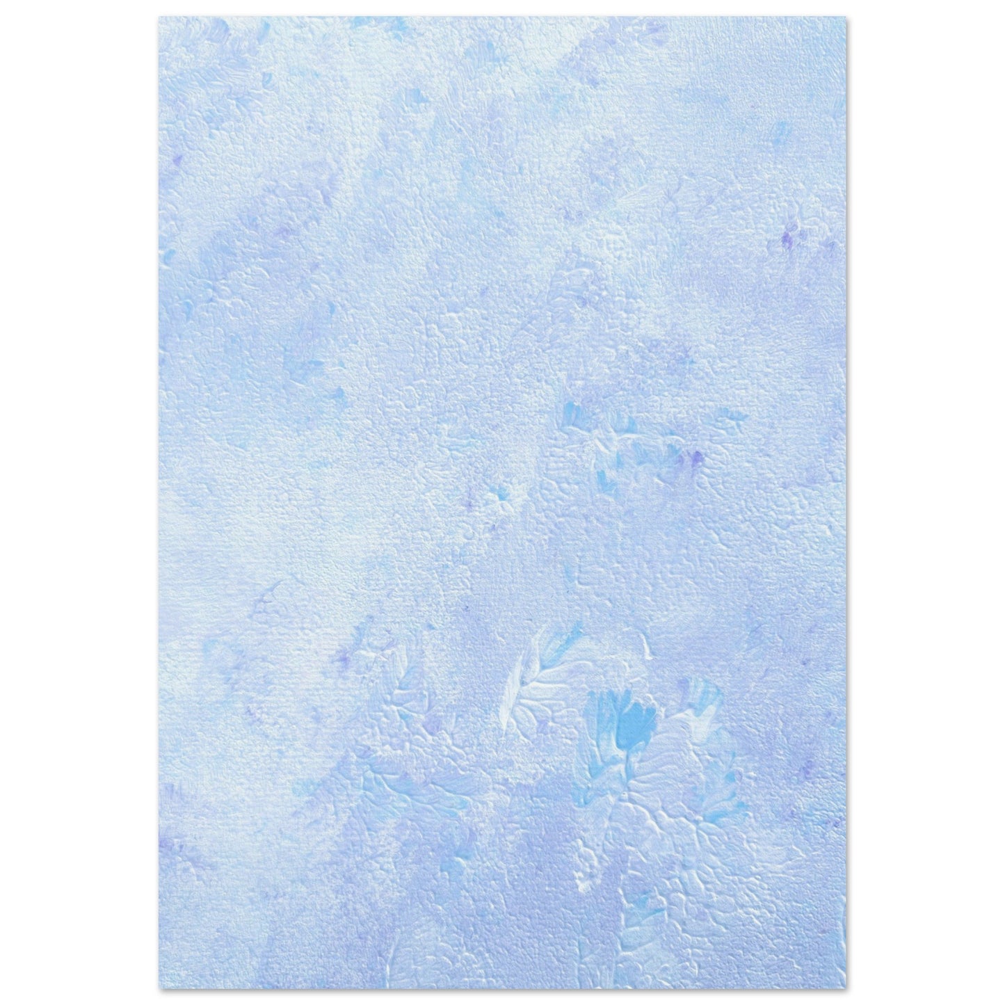 Pastel blue, Feel good one-of-a-kind colorful abstract art poster created from an original painting by up-and-coming scandinavian artist Jeanette Haga as decor hanging vertically on a white wall