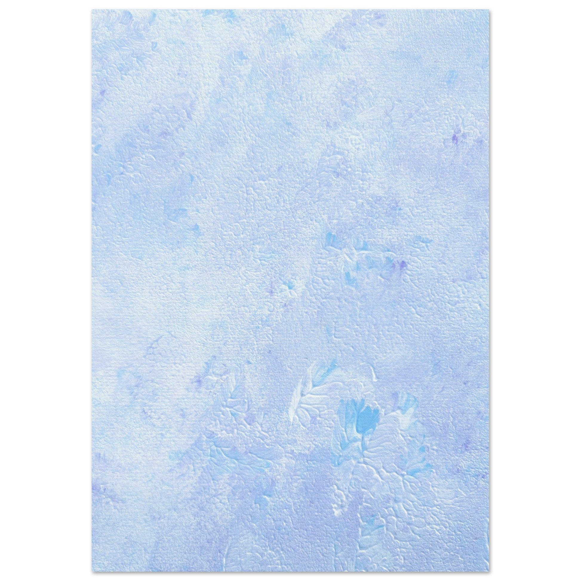 Pastel blue, Feel good one-of-a-kind colorful abstract art poster created from an original painting by up-and-coming scandinavian artist Jeanette Haga as decor hanging vertically on a white wall