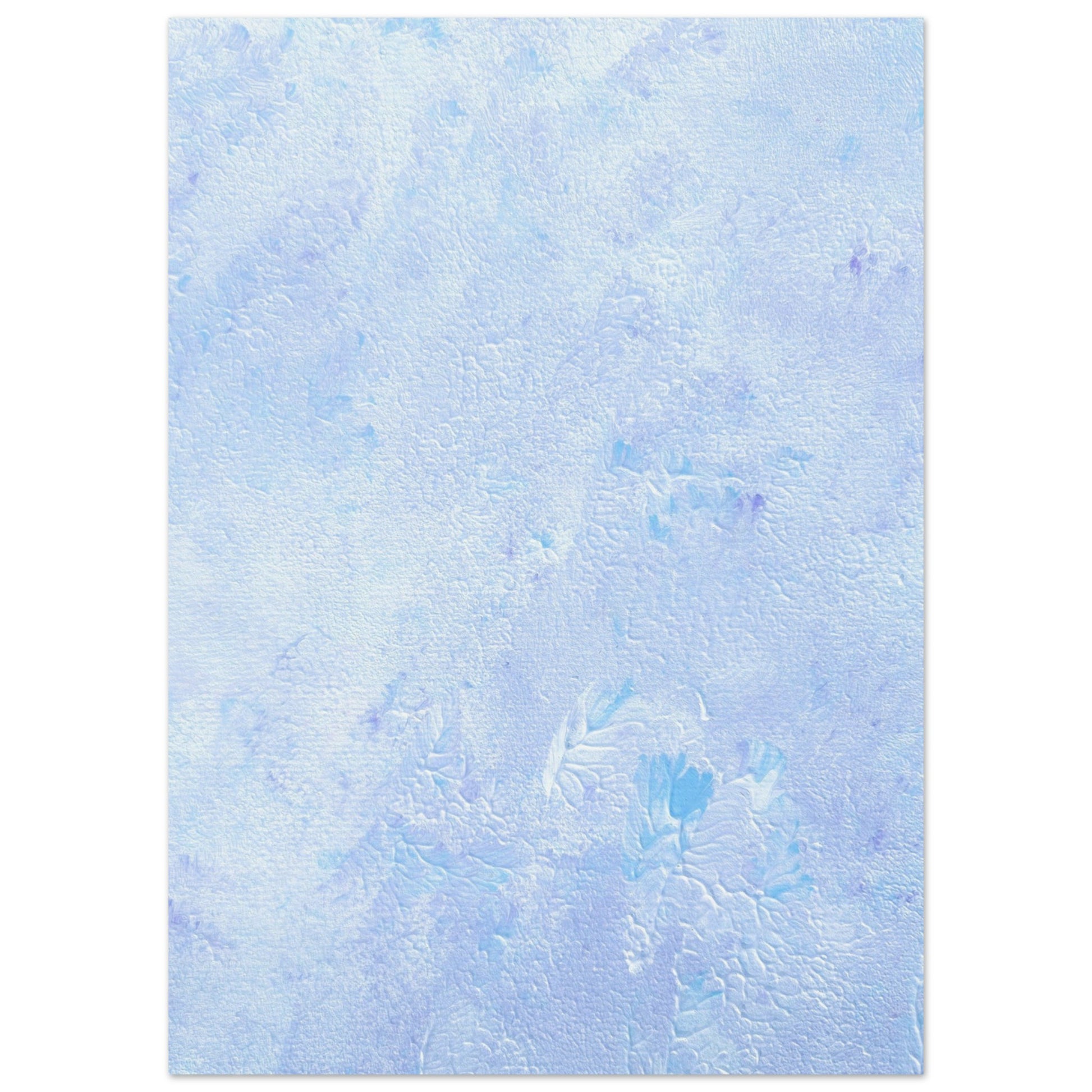 Pastel blue, Feel good one-of-a-kind colorful abstract art poster created from an original painting by up-and-coming scandinavian artist Jeanette Haga as decor hanging vertically on a white wall