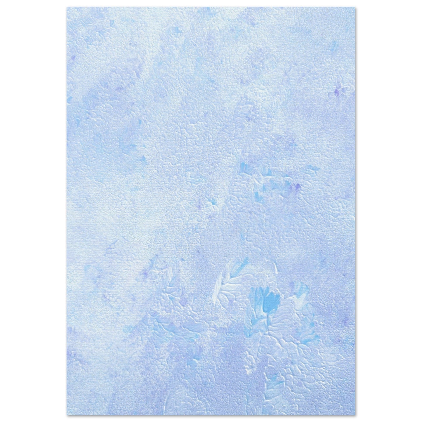 Pastel blue, Feel good one-of-a-kind colorful abstract art poster created from an original painting by up-and-coming scandinavian artist Jeanette Haga as decor hanging vertically on a white wall