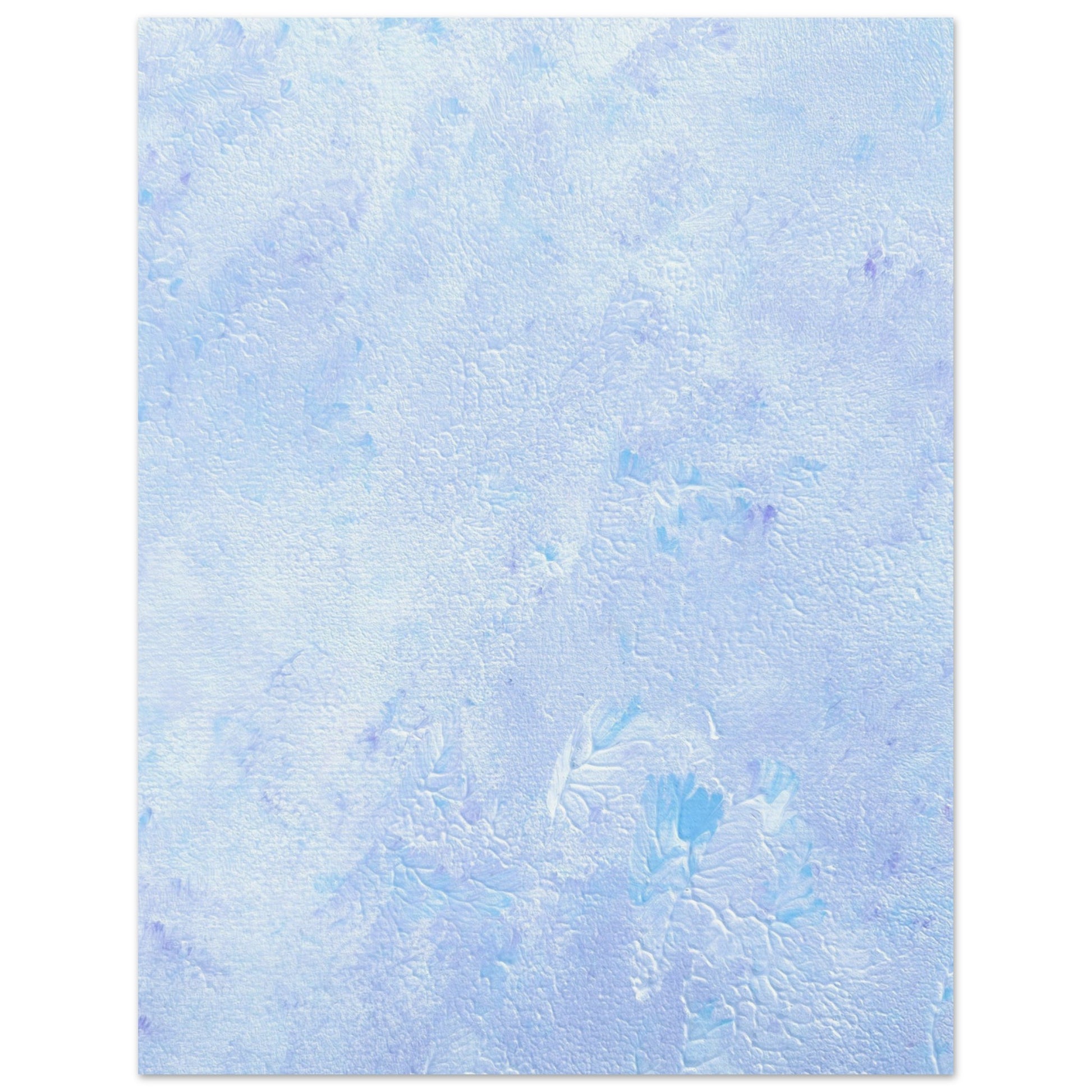 Pastel blue, Feel good one-of-a-kind colorful abstract art poster created from an original painting by up-and-coming scandinavian artist Jeanette Haga as decor hanging vertically on a white wall