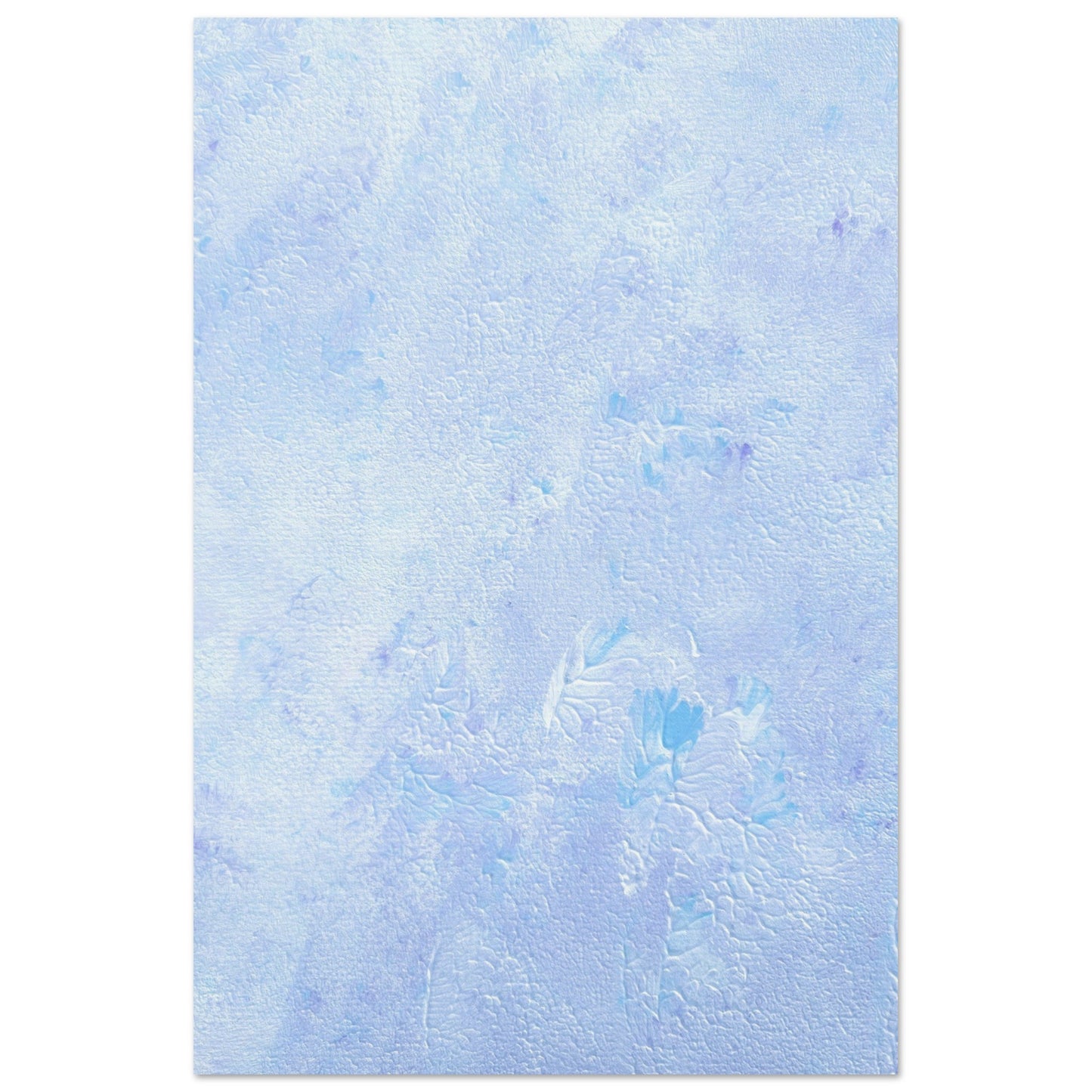 Pastel blue, Feel good one-of-a-kind colorful abstract art poster created from an original painting by up-and-coming scandinavian artist Jeanette Haga as decor hanging vertically on a white wall