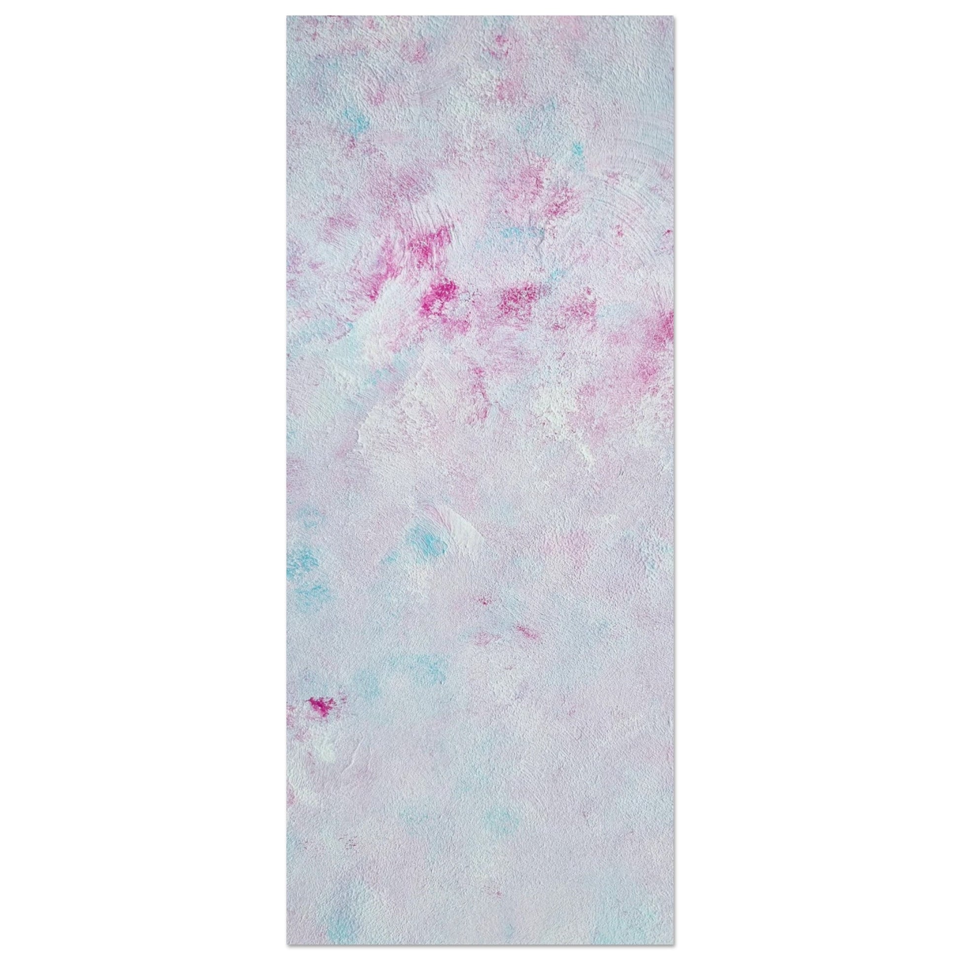 Pastel blue, Feel good one-of-a-kind colorful abstract art poster created from an original painting by up-and-coming scandinavian artist Jeanette Haga as decor against a white wall