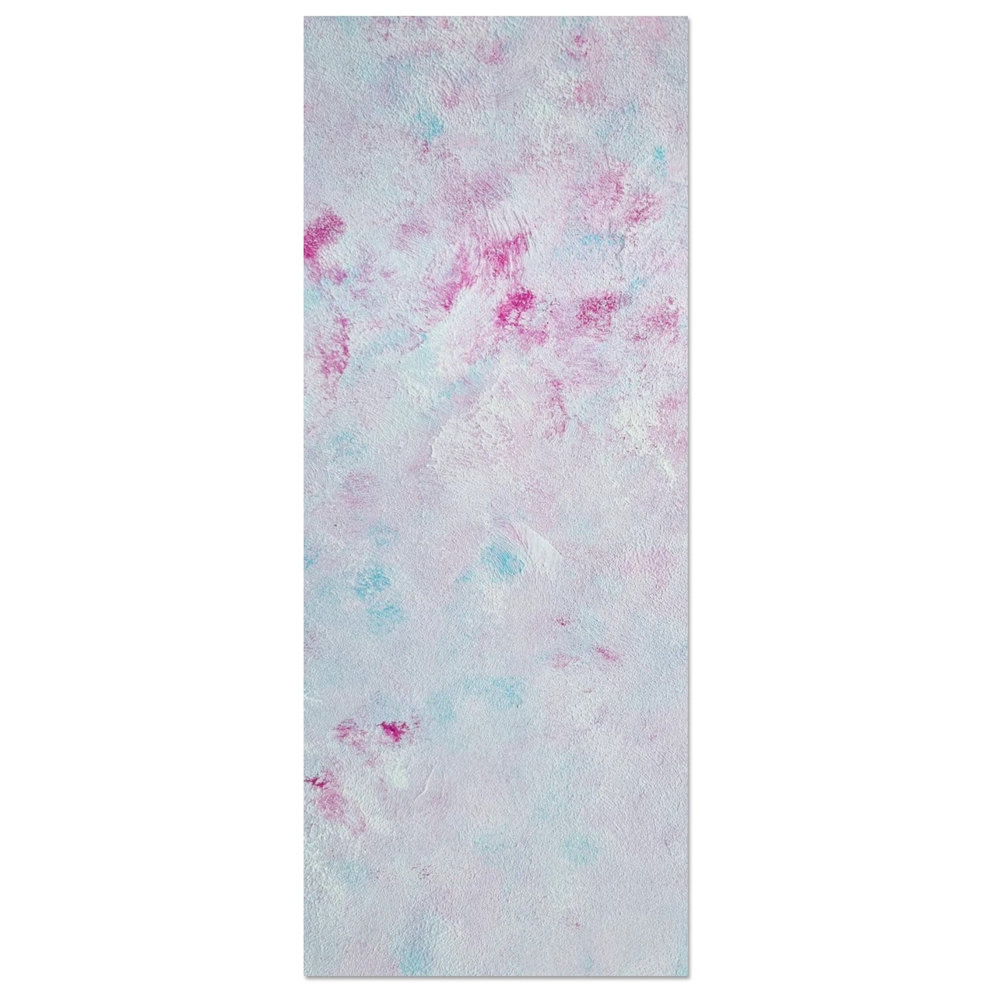 Pastel blue, Feel good one-of-a-kind colorful abstract art poster created from an original painting by up-and-coming scandinavian artist Jeanette Haga as decor against a white wall