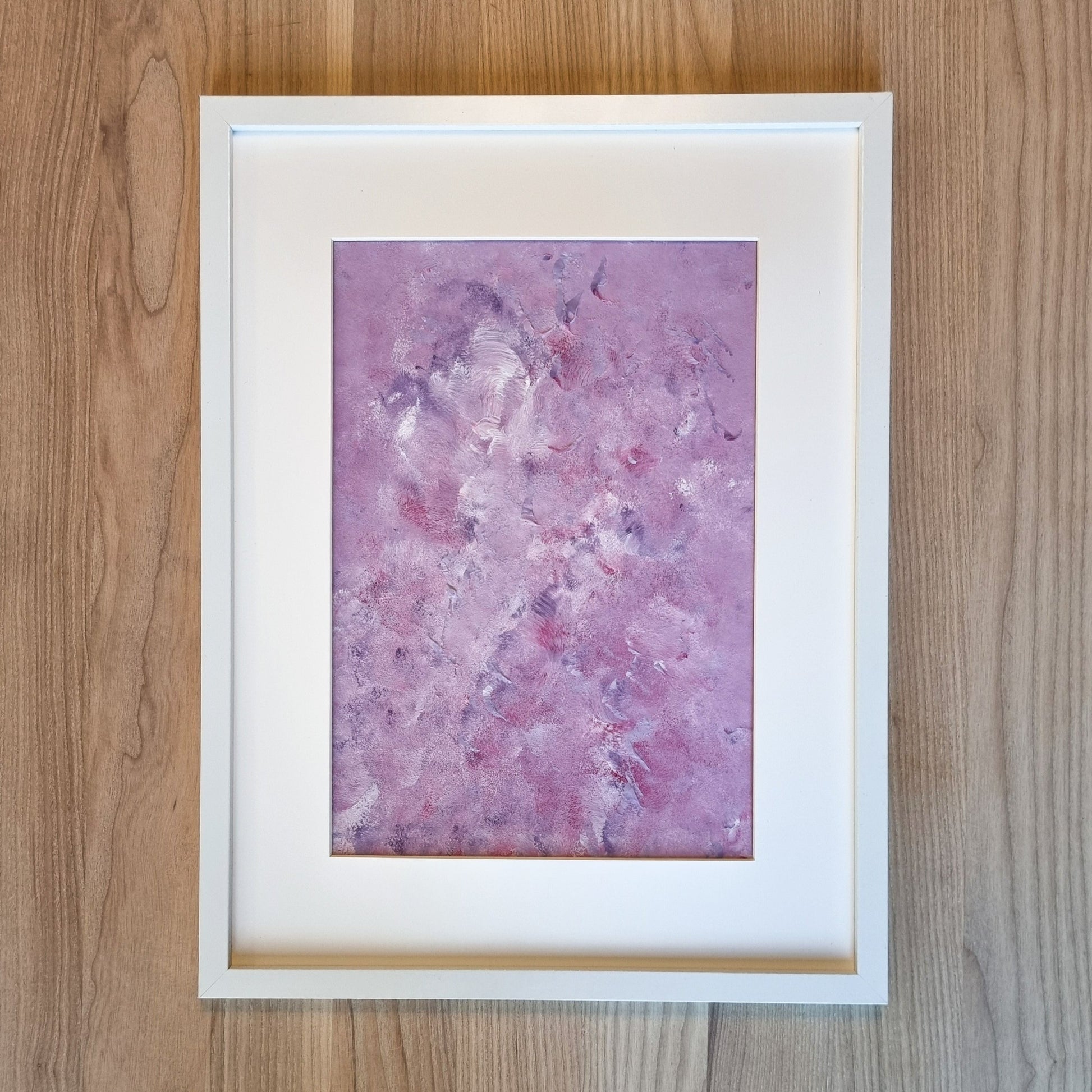 purple, Feel good one of one-of-a-kind colorful original abstract art created by up-and-coming scandinavian artist Jeanette Haga as decor in a modern home