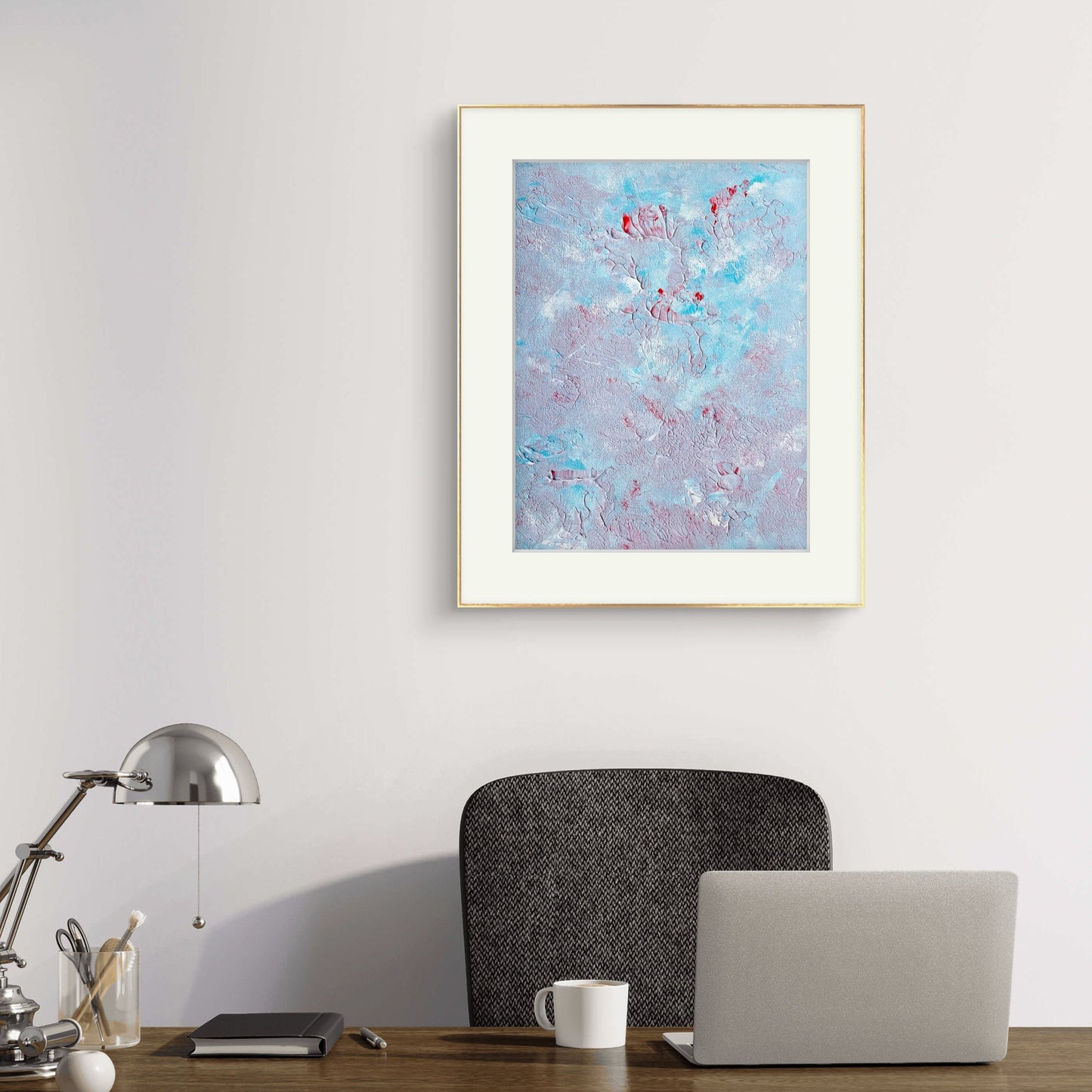 turqouise_white_and_red, Feel good one of one-of-a-kind colorful original abstract art created by up-and-coming artist Jeanette Haga as decor for modern homes