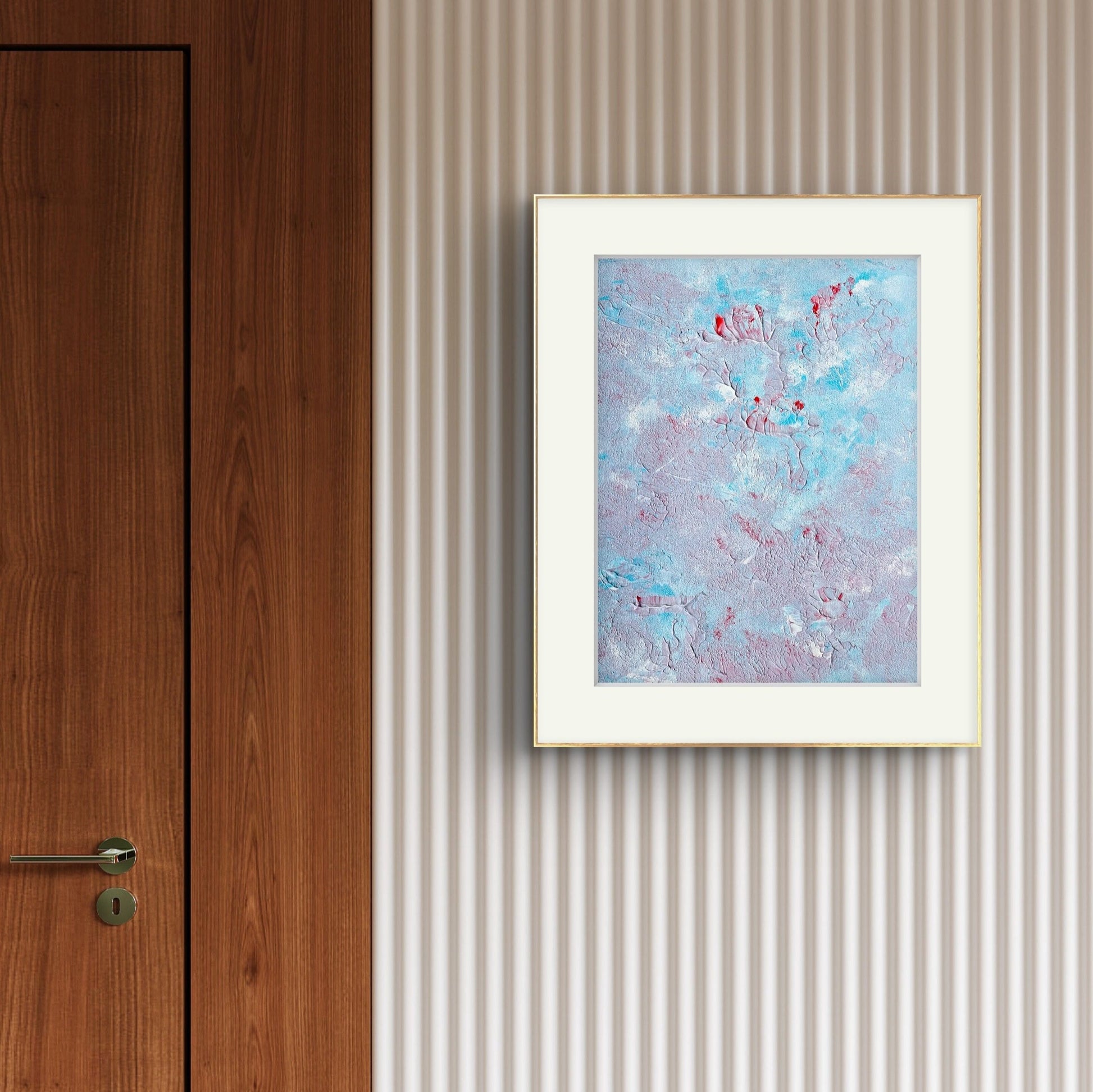 turqouise_white_and_red, Feel good one of one-of-a-kind colorful original abstract art created by up-and-coming artist Jeanette Haga as decor for modern homes