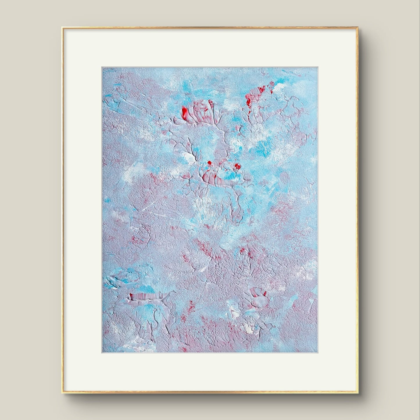 turqouise_white_and_red, Feel good one of one-of-a-kind colorful original abstract art created by up-and-coming artist Jeanette Haga as decor for modern homes