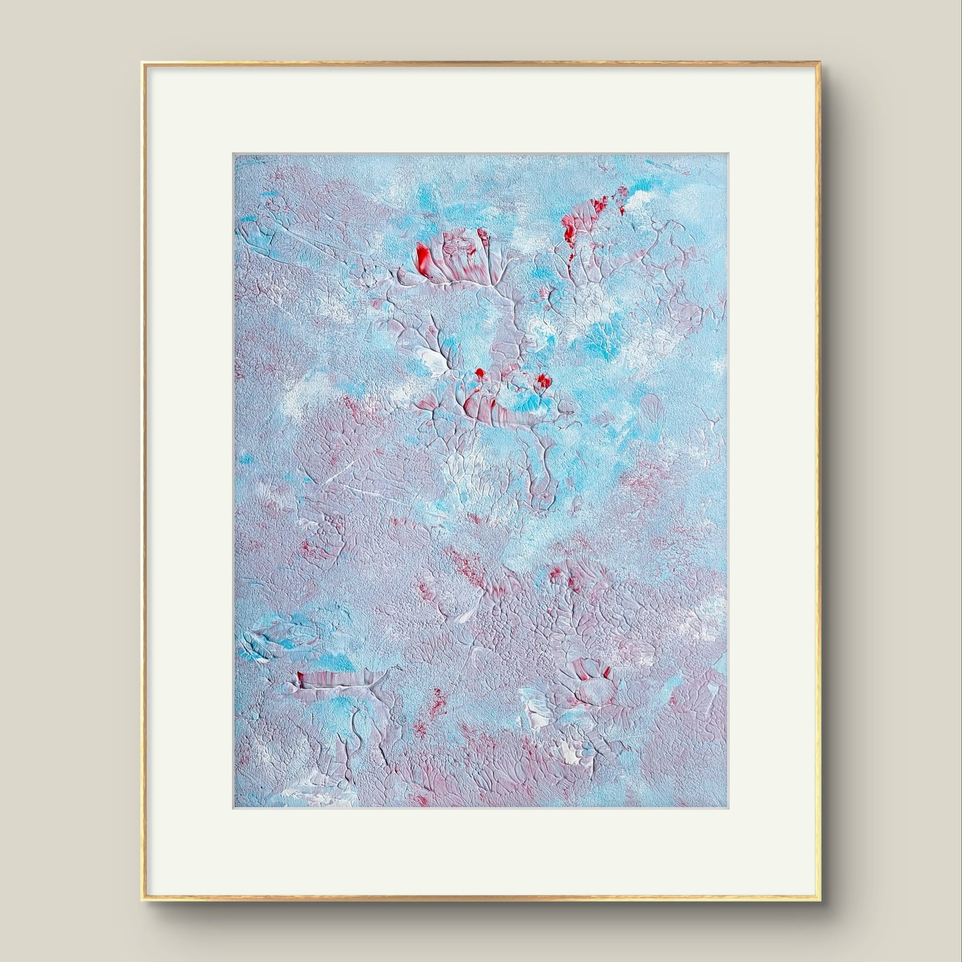 turqouise_white_and_red, Feel good one of one-of-a-kind colorful original abstract art created by up-and-coming artist Jeanette Haga as decor for modern homes