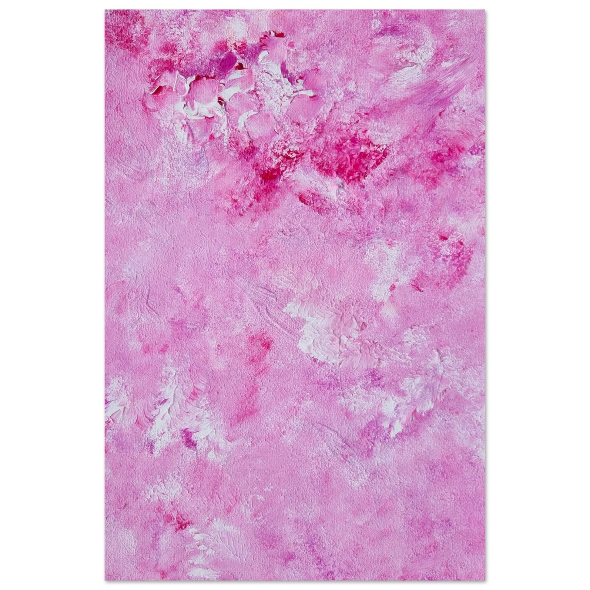 Vibrant Red and white Feel good one of one-of-a-kind colorful art poster based on original abstract art created by up-and-coming artist Scandinavian Jeanette Haga as decor for modern home on a white wall