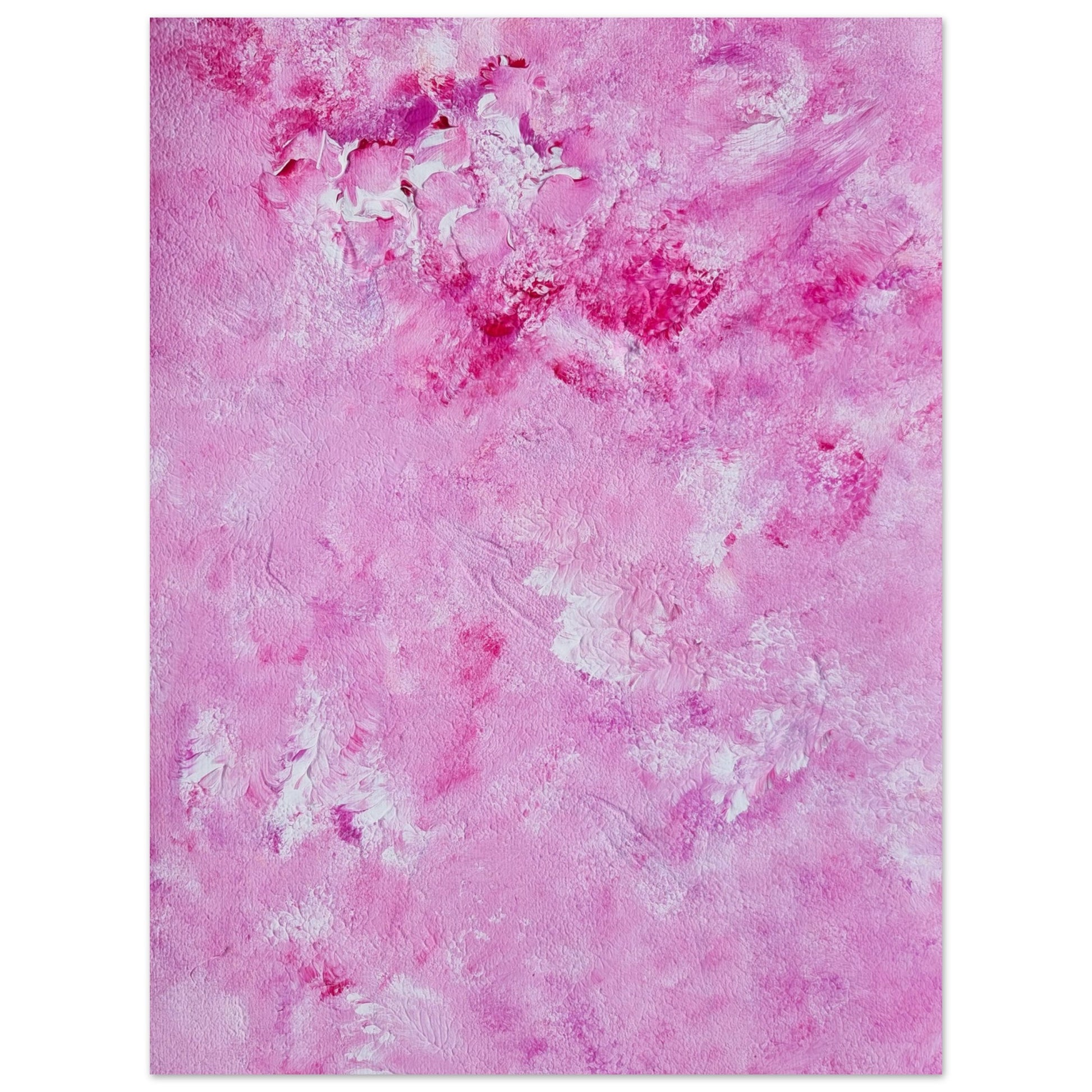Vibrant Red and white Feel good one of one-of-a-kind colorful art poster based on original abstract art created by up-and-coming artist Scandinavian Jeanette Haga as decor for modern home on a white wall