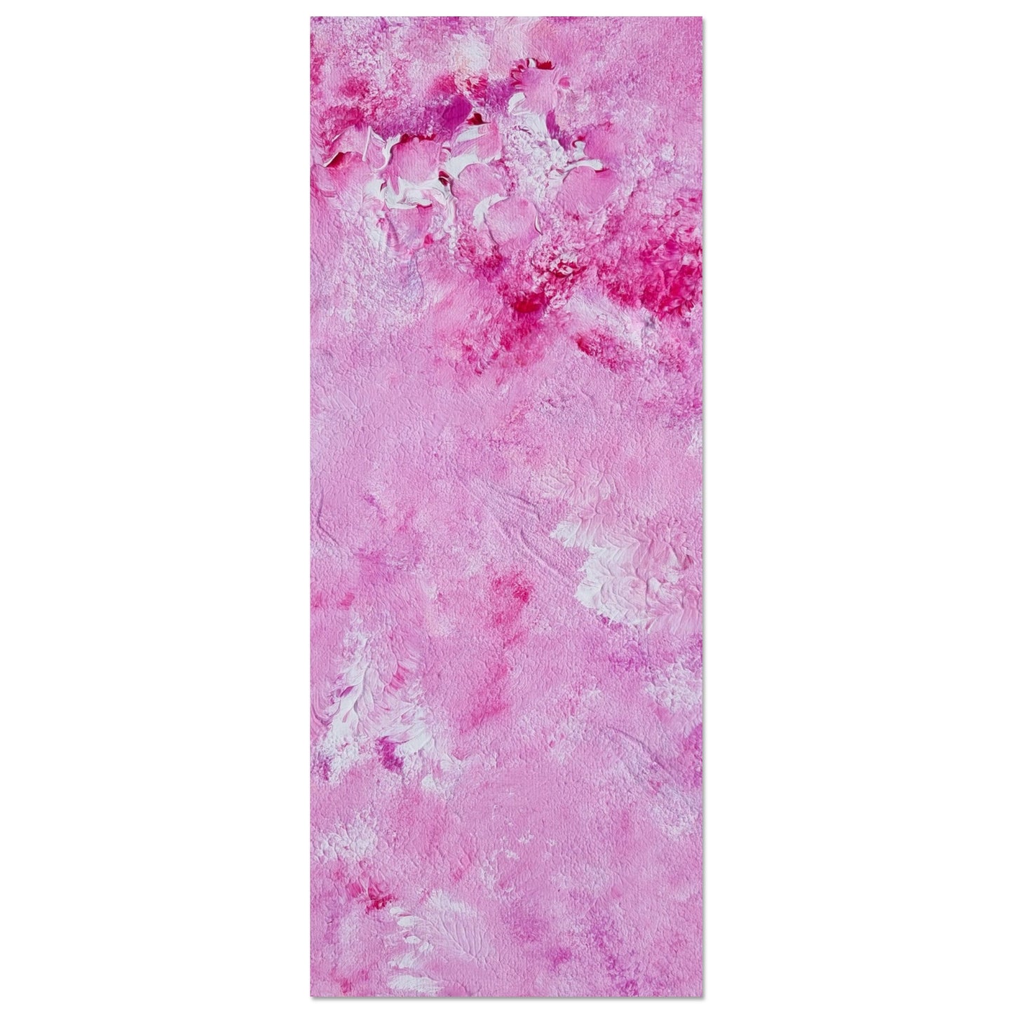 Vibrant Red and white Feel good one of one-of-a-kind colorful art poster based on original abstract art created by up-and-coming artist Scandinavian Jeanette Haga as decor for modern home on a white wall