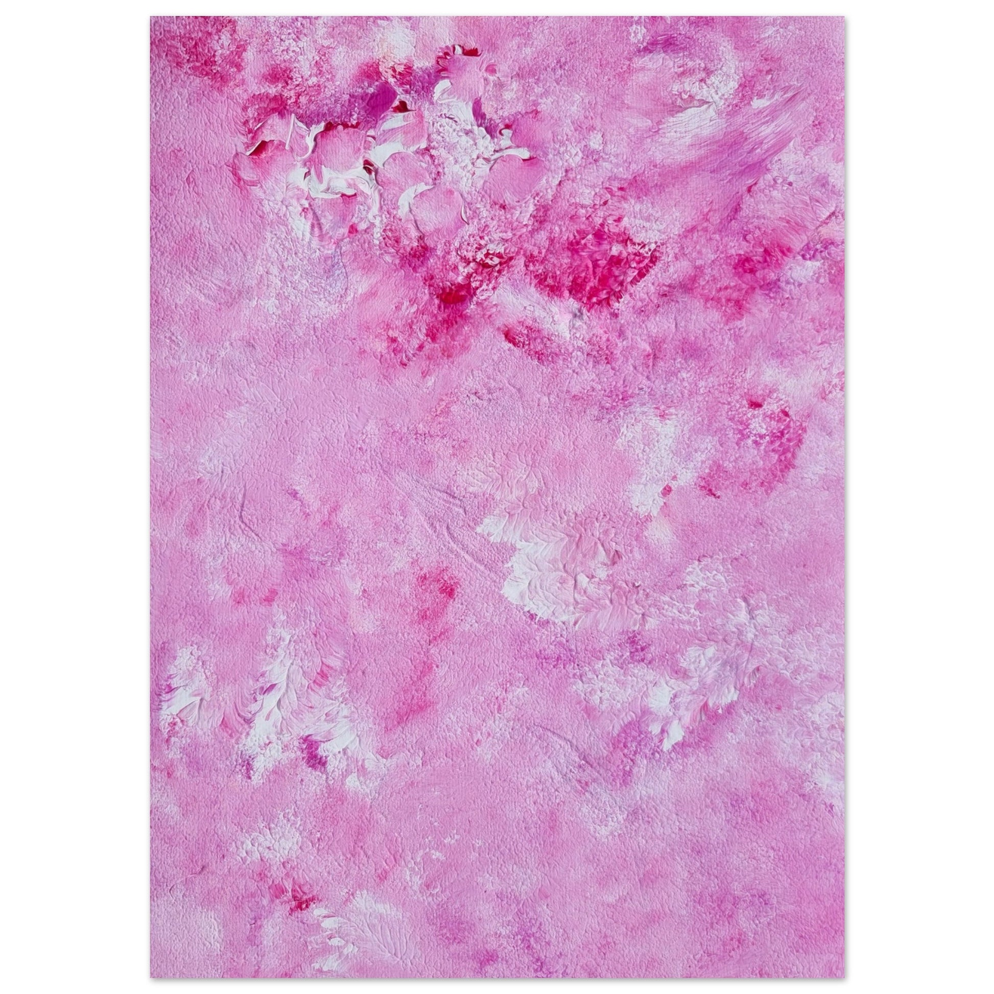 Vibrant Red and white Feel good one of one-of-a-kind colorful art poster based on original abstract art created by up-and-coming artist Scandinavian Jeanette Haga as decor for modern home on a white wall
