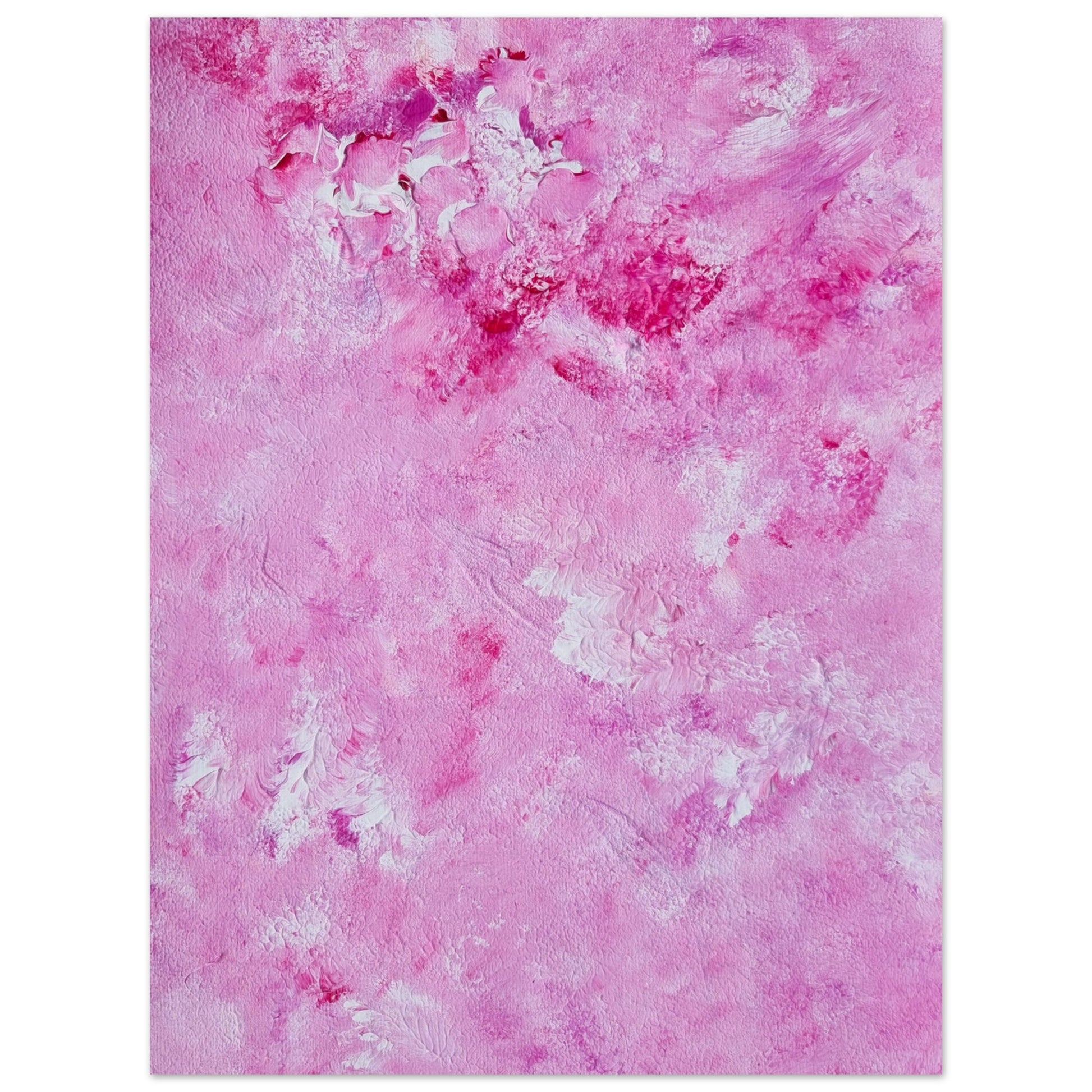 Vibrant Red and white Feel good one of one-of-a-kind colorful art poster based on original abstract art created by up-and-coming artist Scandinavian Jeanette Haga as decor for modern home on a white wall