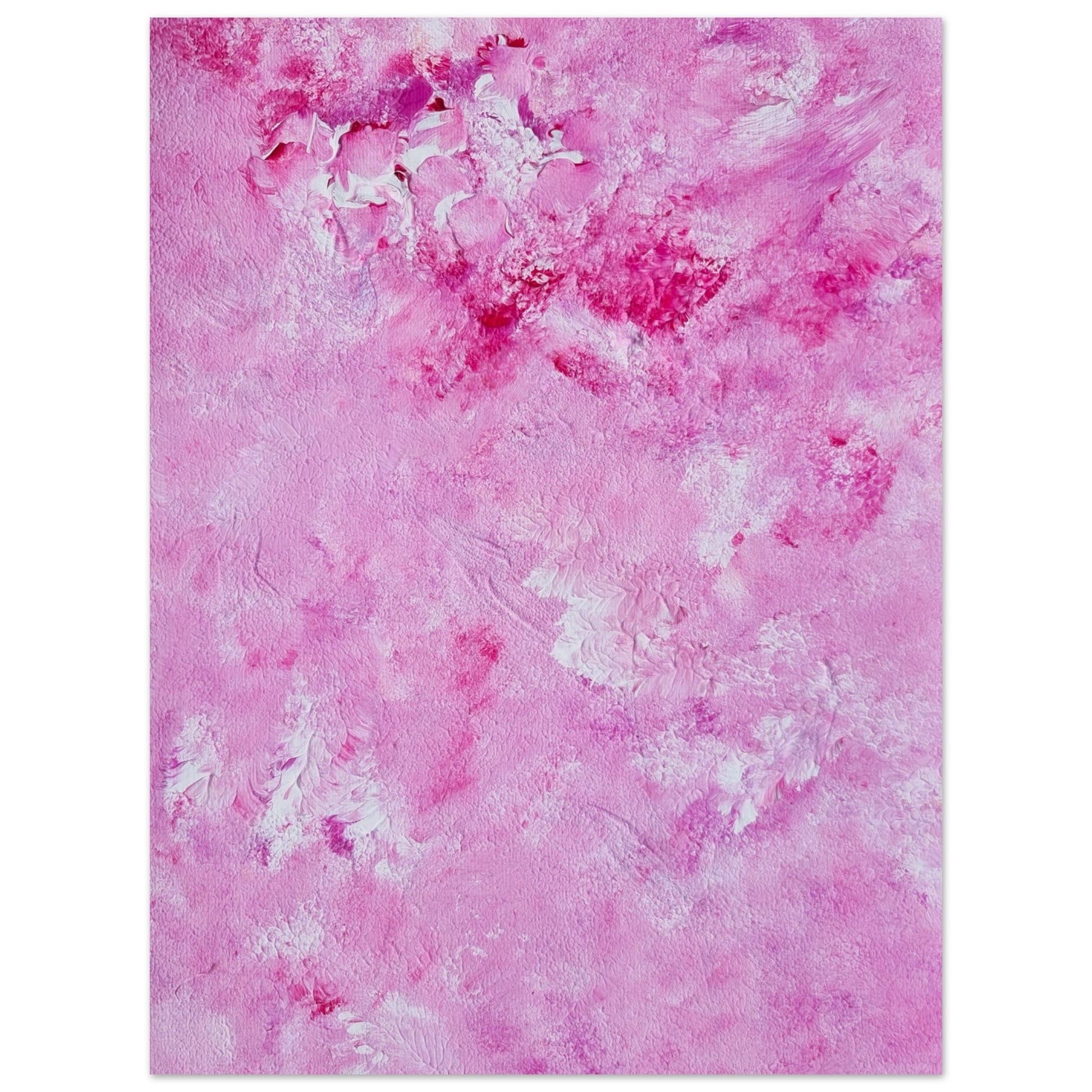 Vibrant Red and white Feel good one of one-of-a-kind colorful art poster based on original abstract art created by up-and-coming artist Scandinavian Jeanette Haga as decor for modern home on a white wall