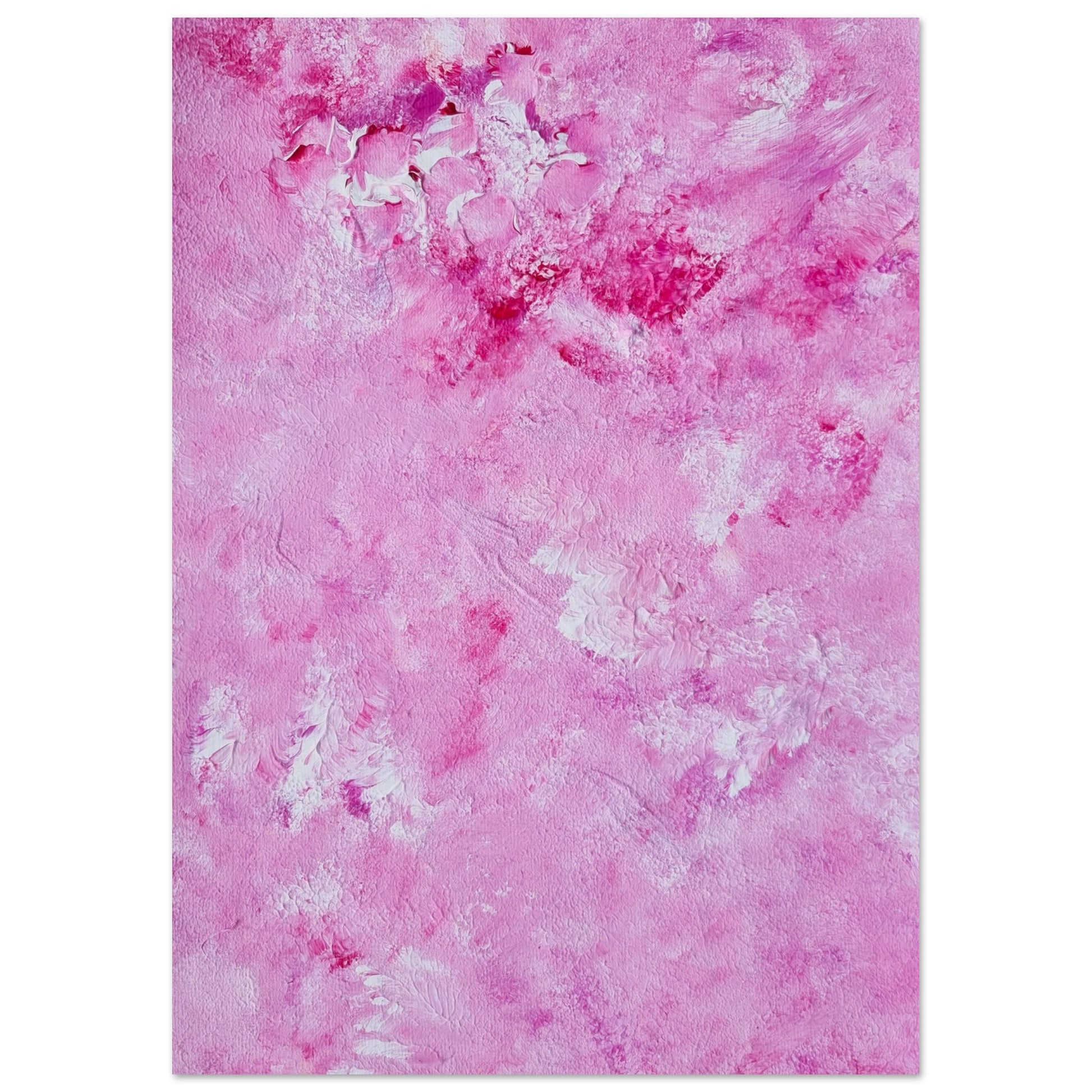 Vibrant Red and white Feel good one of one-of-a-kind colorful art poster based on original abstract art created by up-and-coming artist Scandinavian Jeanette Haga as decor for modern home on a white wall