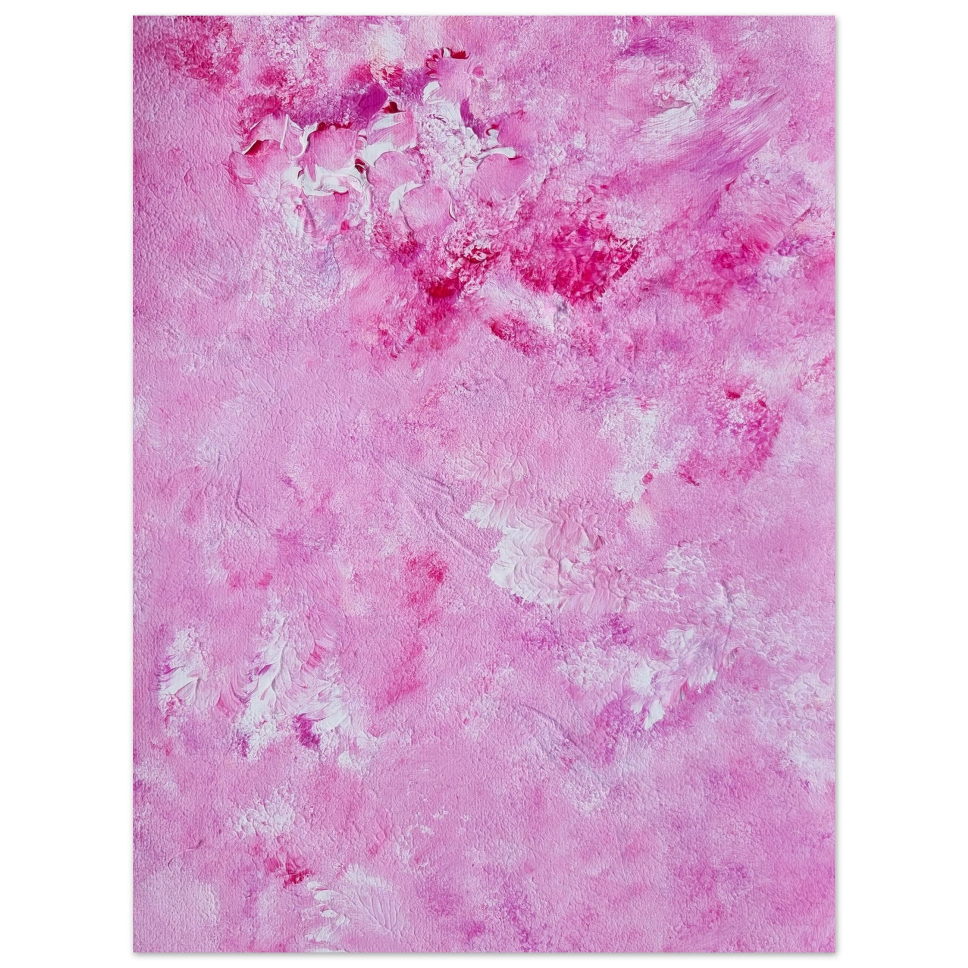 Vibrant Red and white Feel good one of one-of-a-kind colorful art poster based on original abstract art created by up-and-coming artist Scandinavian Jeanette Haga as decor for modern home on a white wall
