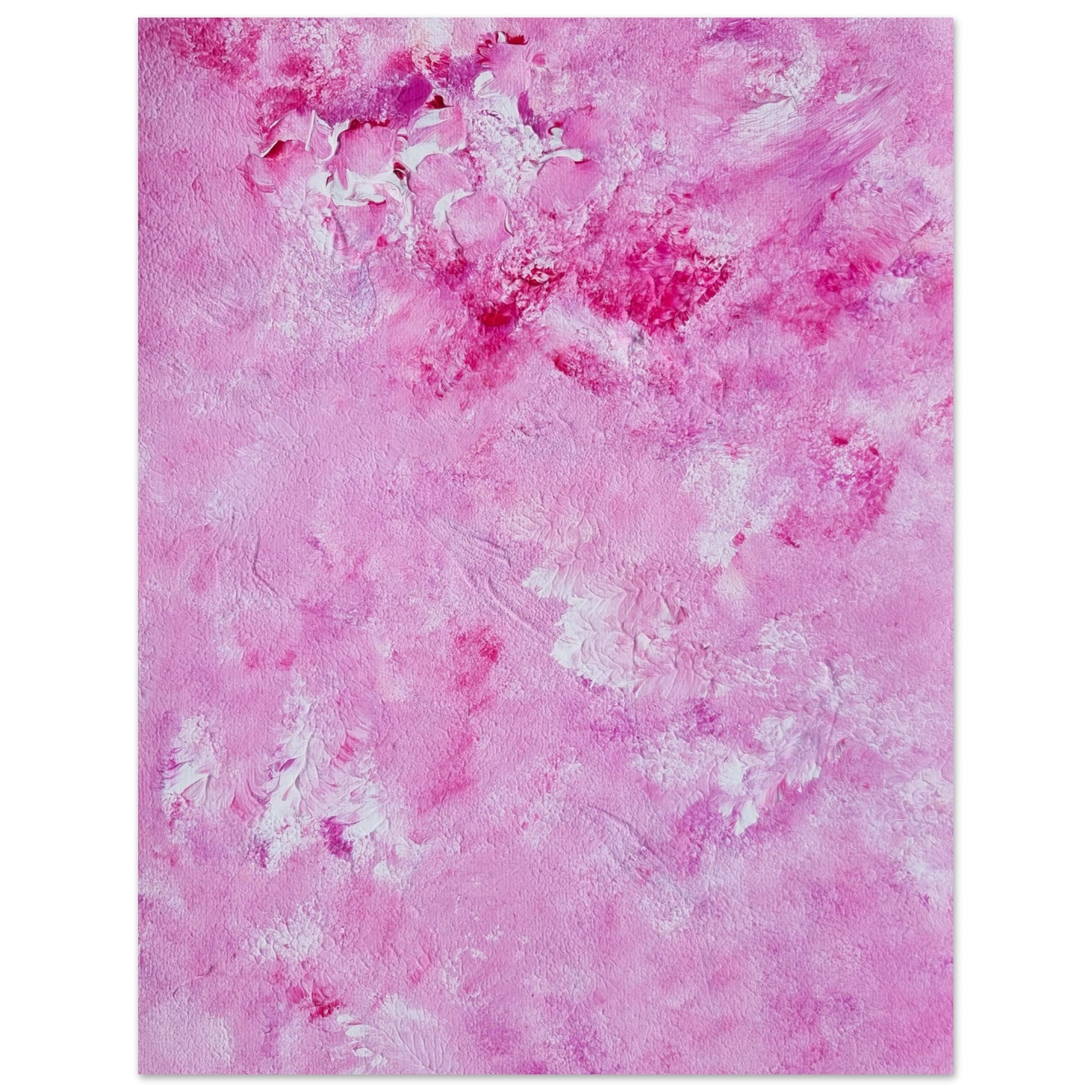 Vibrant Red and white Feel good one of one-of-a-kind colorful art poster based on original abstract art created by up-and-coming artist Scandinavian Jeanette Haga as decor for modern home on a white wall