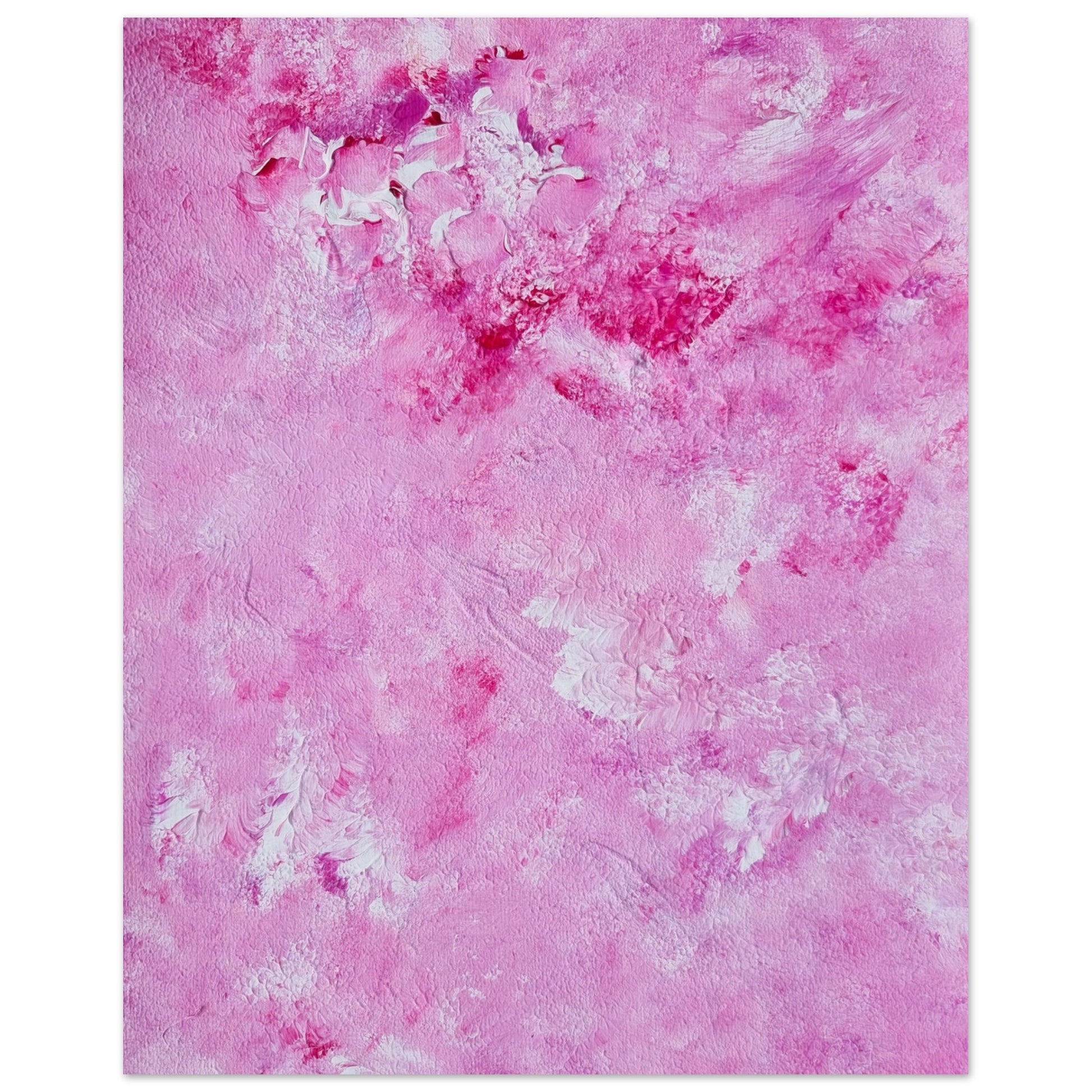 Vibrant Red and white Feel good one of one-of-a-kind colorful art poster based on original abstract art created by up-and-coming artist Scandinavian Jeanette Haga as decor for modern home on a white wall