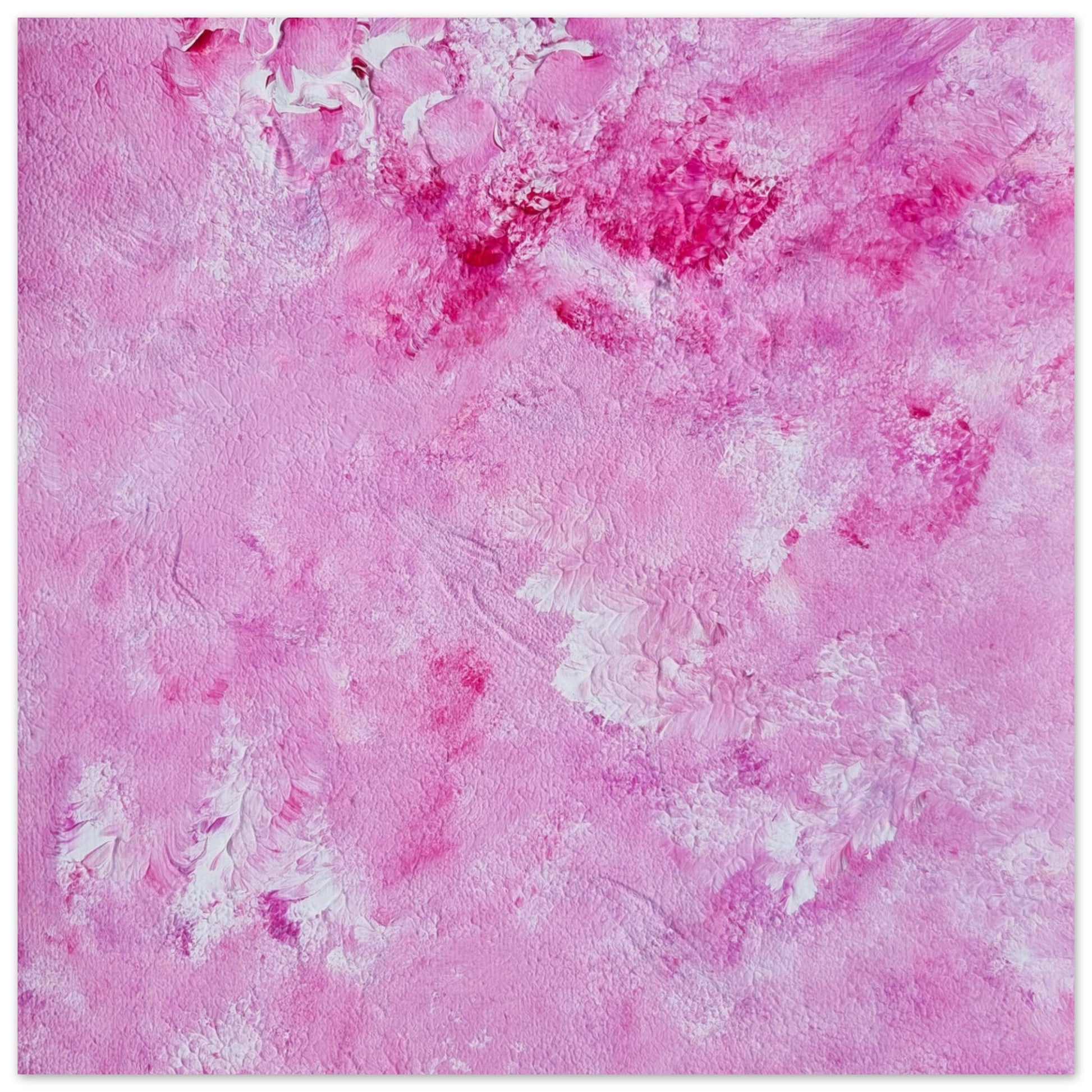 Vibrant Red and white Feel good one of one-of-a-kind colorful art poster based on original abstract art created by up-and-coming artist Scandinavian Jeanette Haga as decor for modern home on a white wall